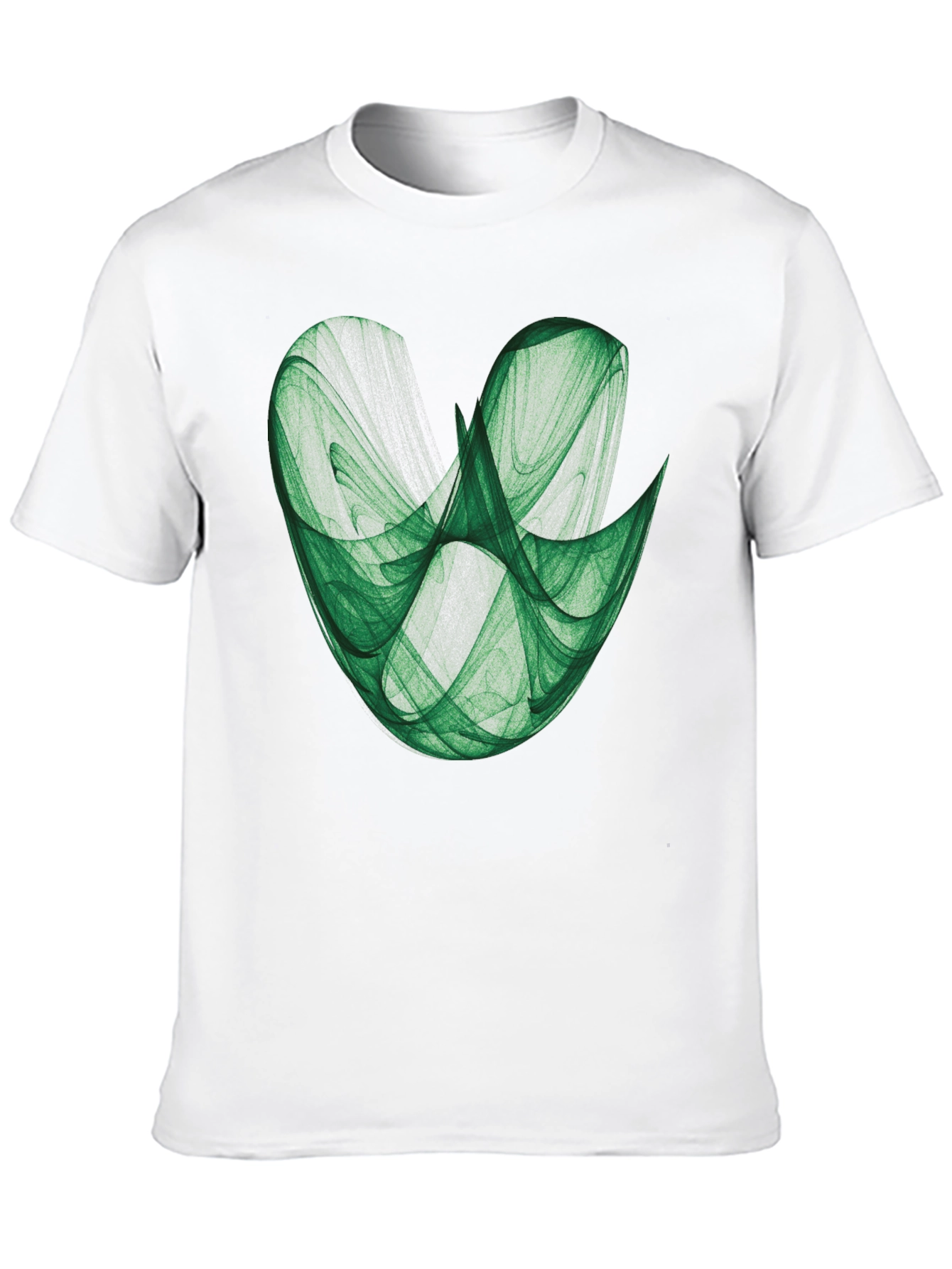 Abstract Green Fractal Design on Black T-Shirt