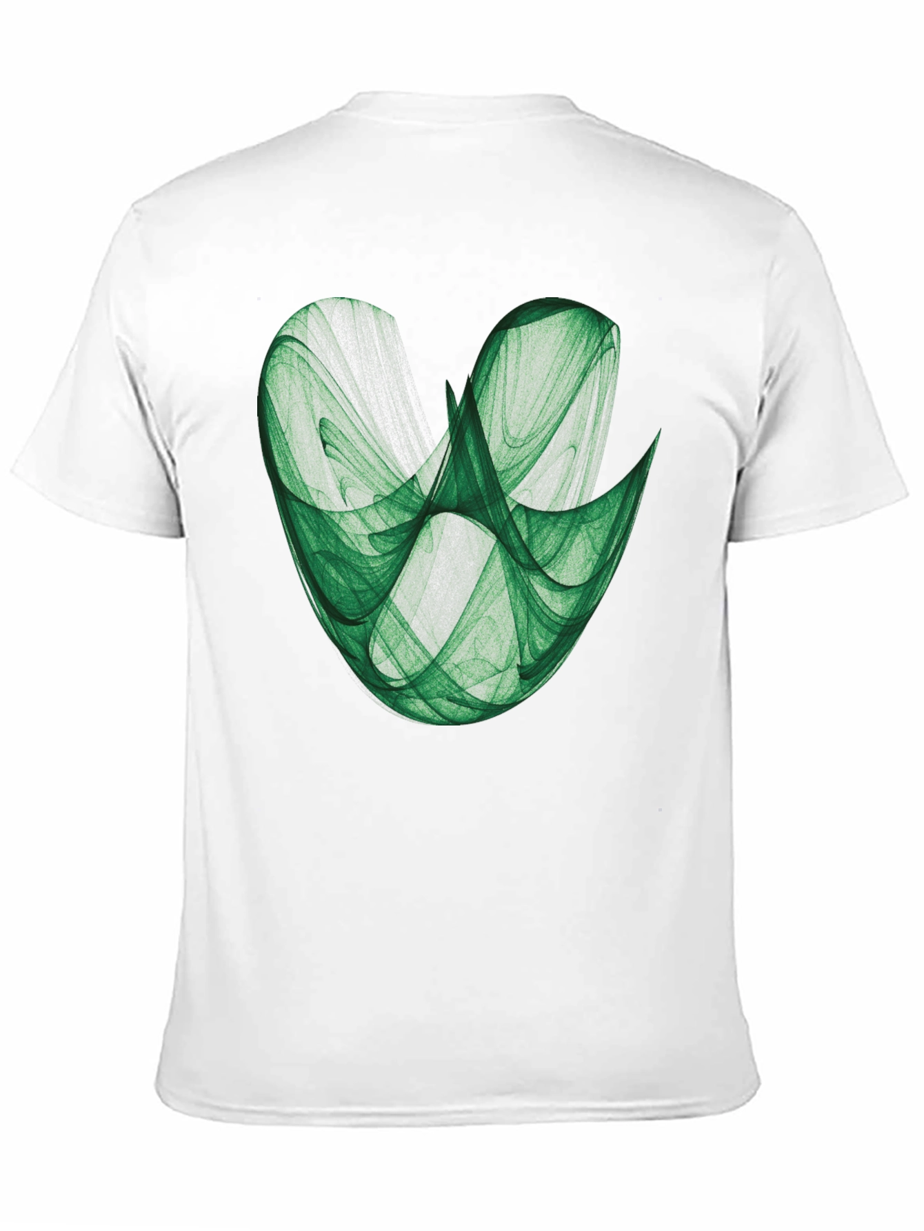 Abstract Green Fractal Design on Black T-Shirt