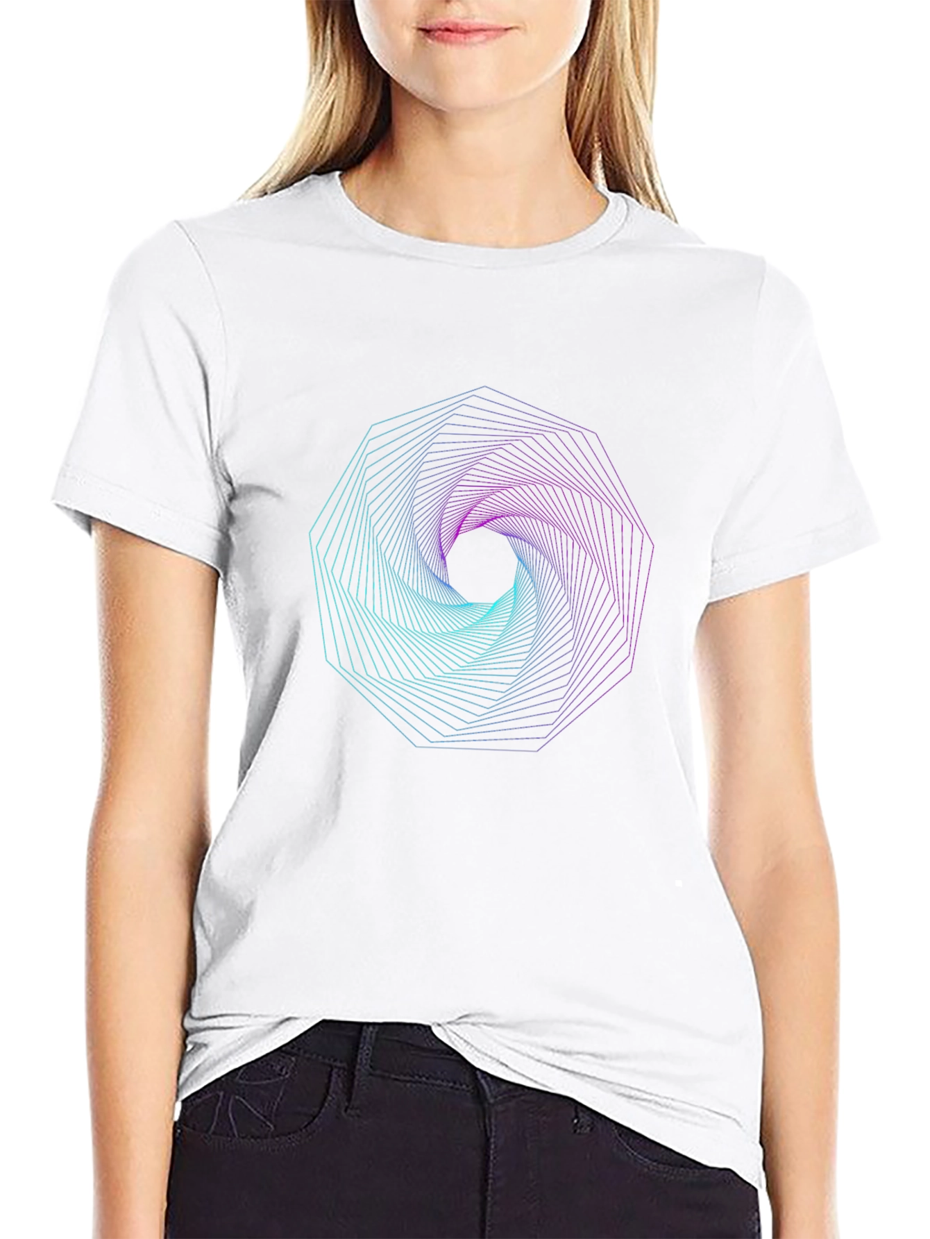 Geometric Vortex Graphic Print T-Shirt