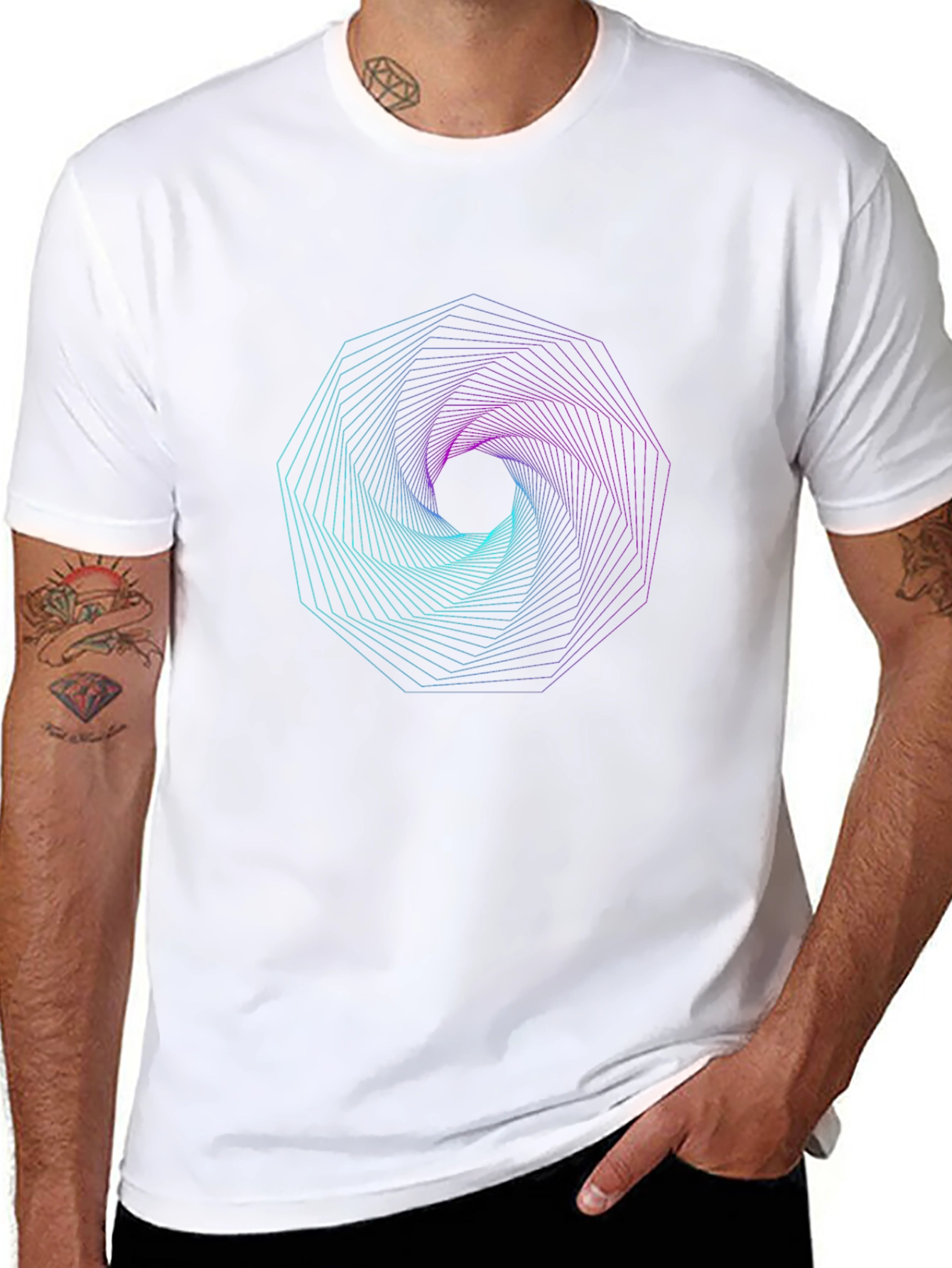 Geometric Vortex Graphic Print T-Shirt