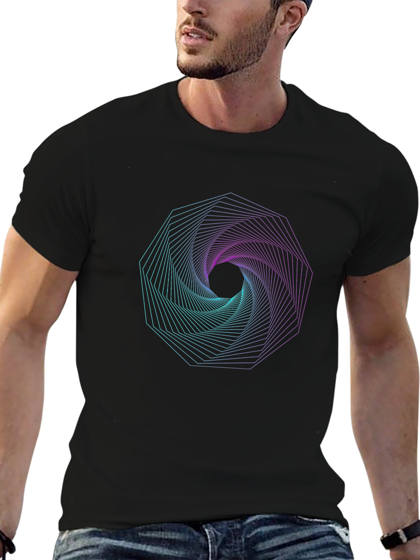 Geometric Vortex Graphic Print T-Shirt