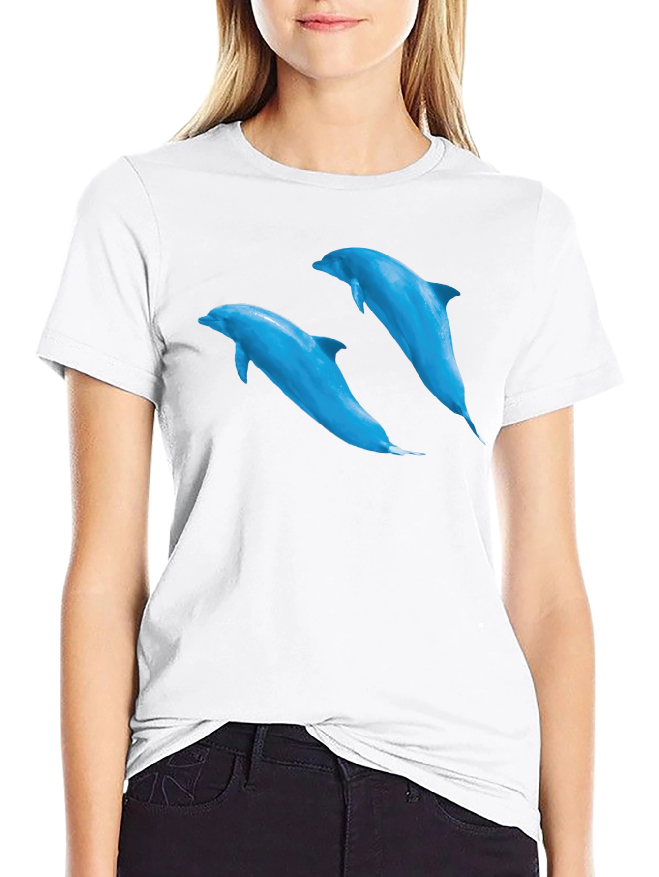 Dolphin Graphic Tee - Black Short Sleeve T-Shirt