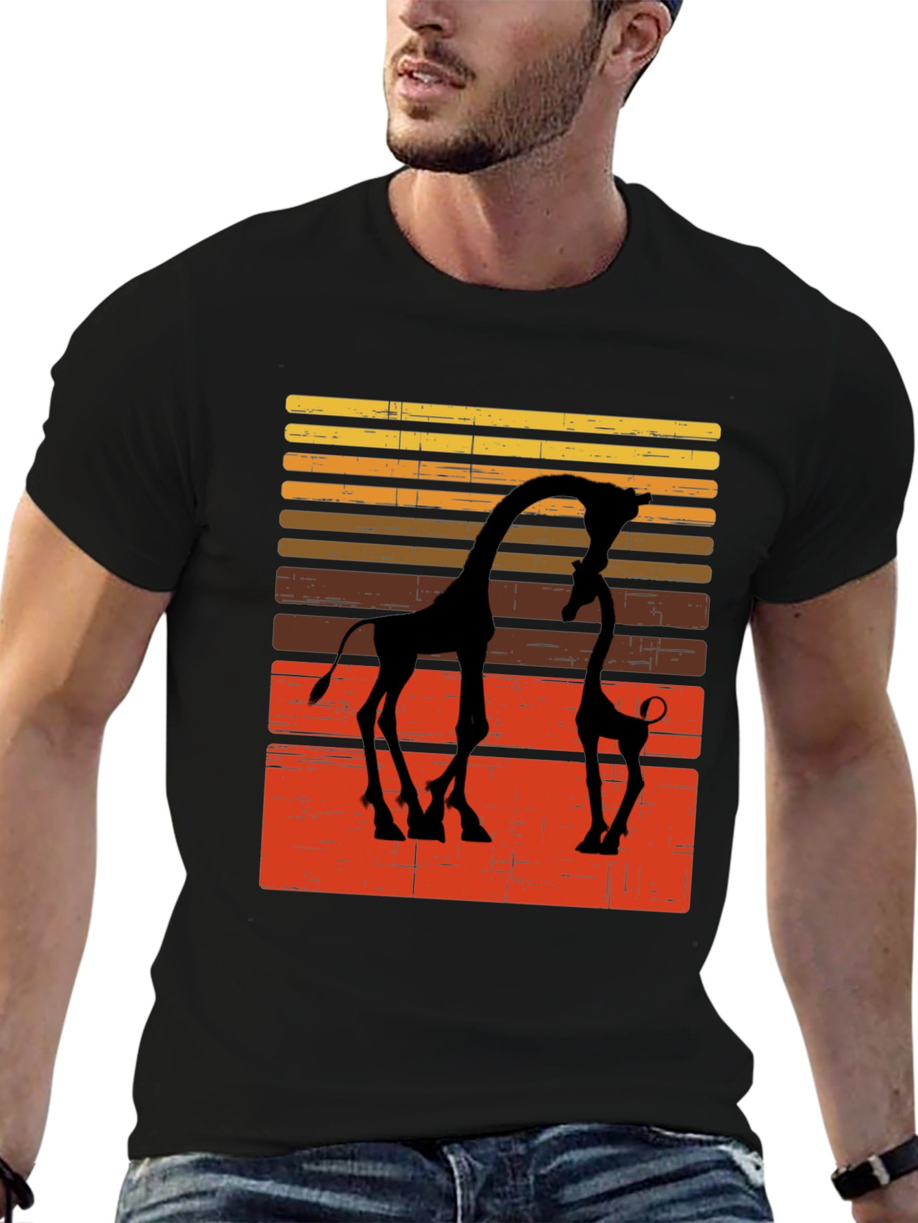 Giraffe Silhouette Graphic Tee - Retro Style