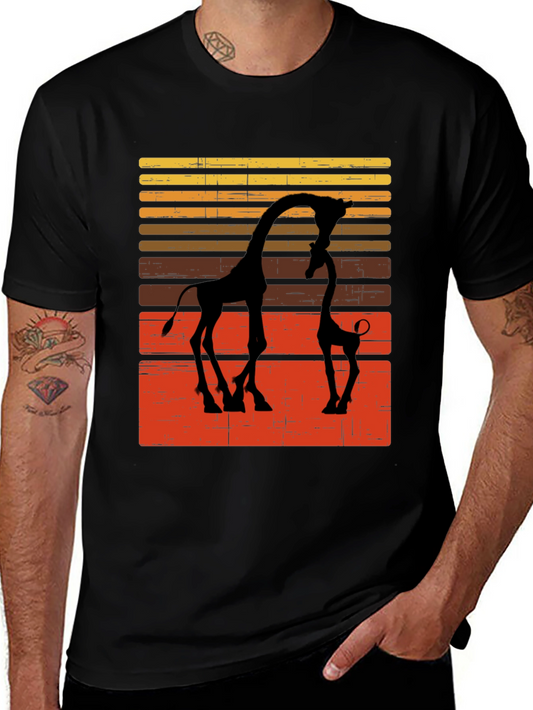 Giraffe Silhouette Graphic Tee - Retro Style