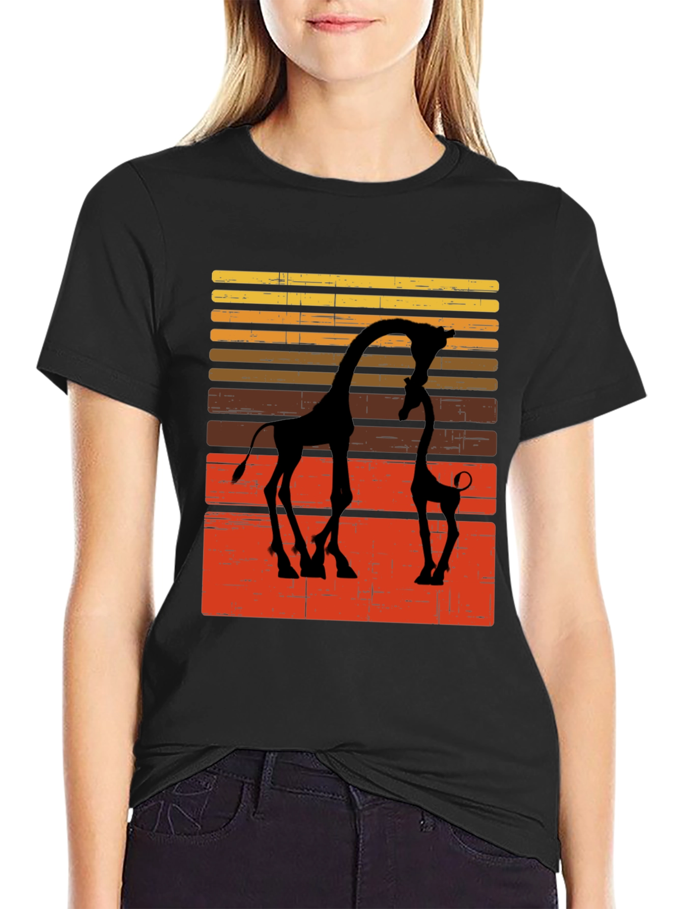 Giraffe Silhouette Graphic Tee - Retro Style