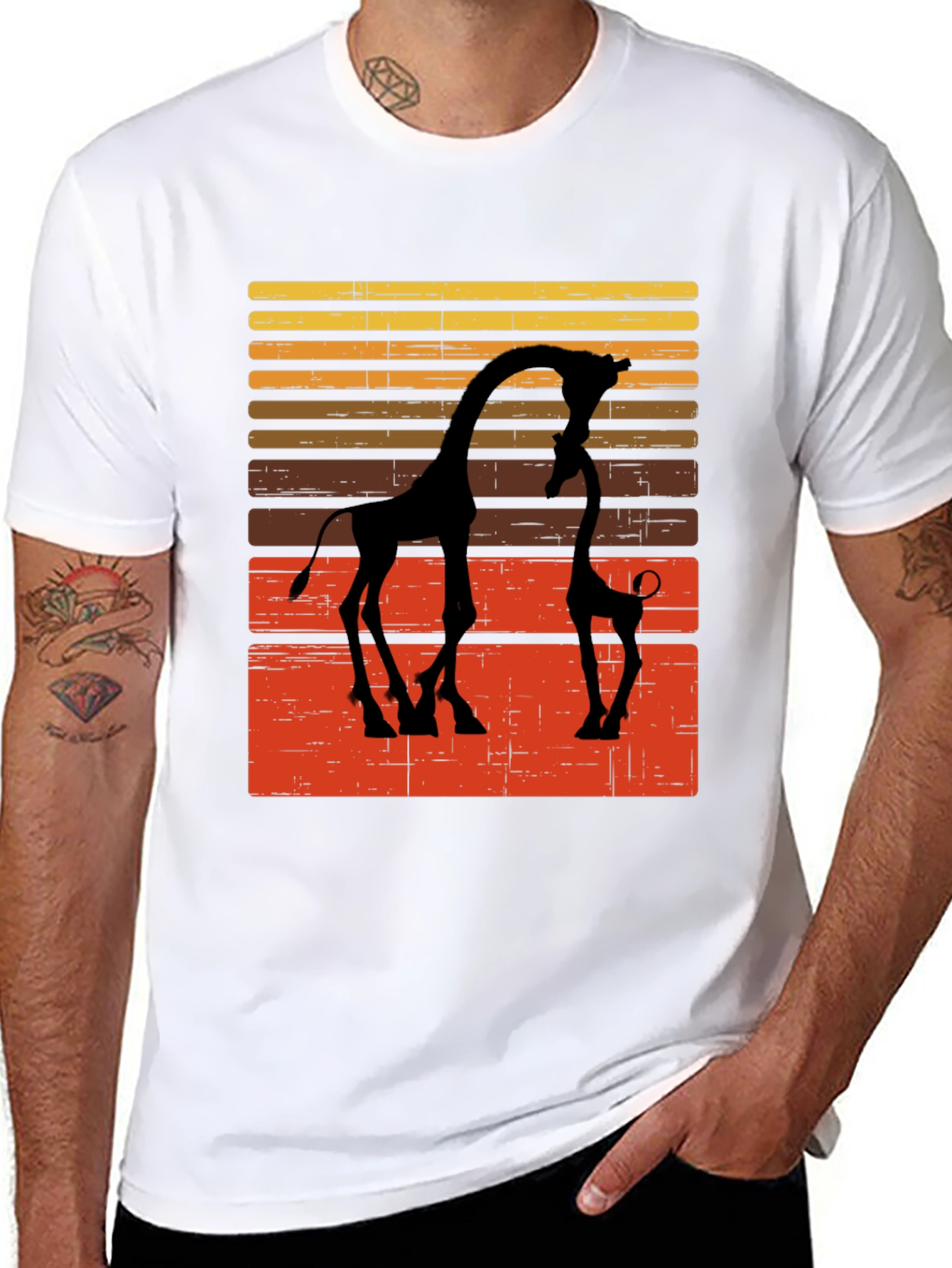 Giraffe Silhouette Graphic Tee - Retro Style