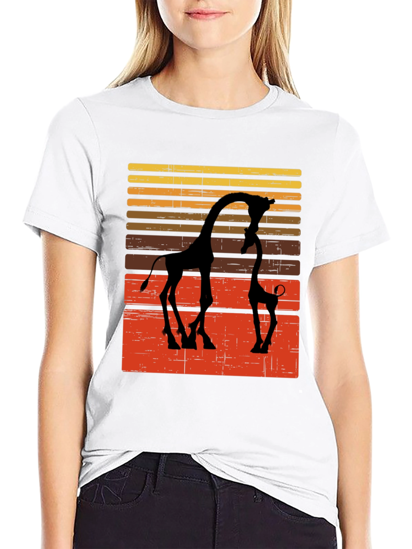 Giraffe Silhouette Graphic Tee - Retro Style