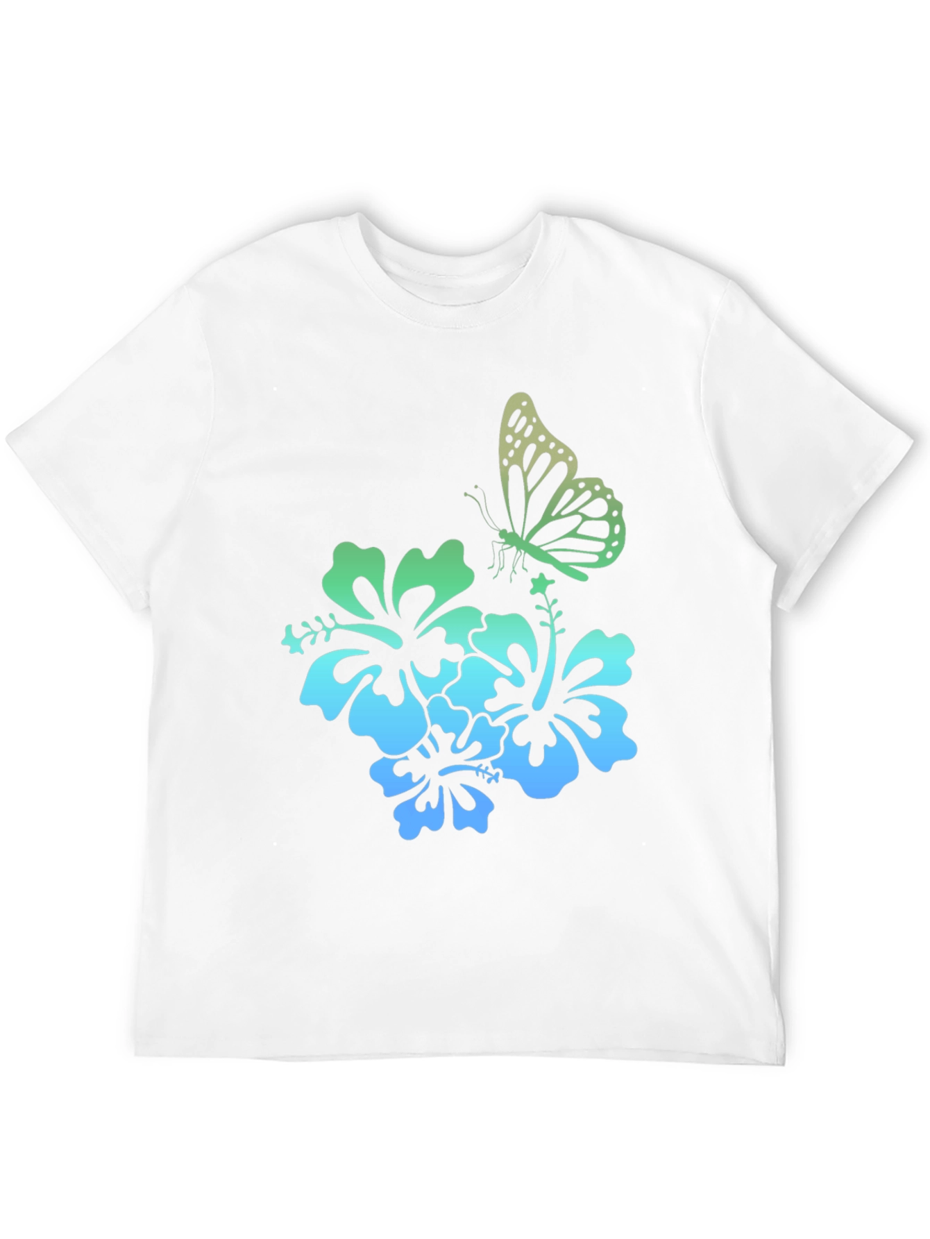 Butterfly & Hibiscus Graphic Tee - Tropical Style