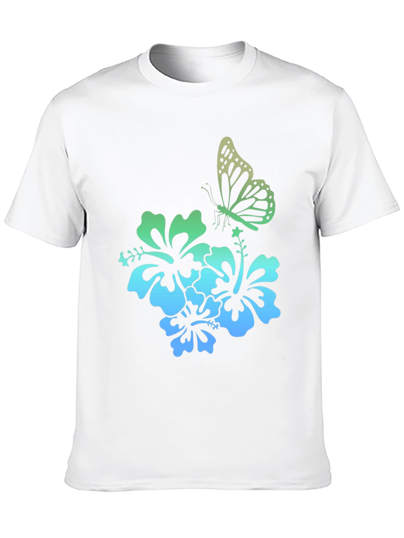 Butterfly & Hibiscus Graphic Tee - Tropical Style