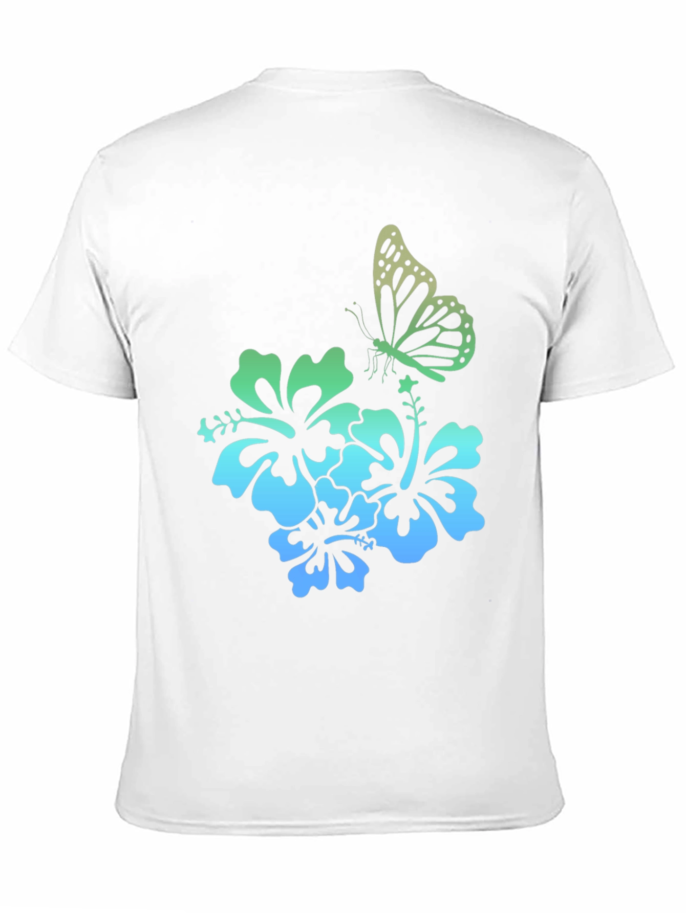 Butterfly & Hibiscus Graphic Tee - Tropical Style