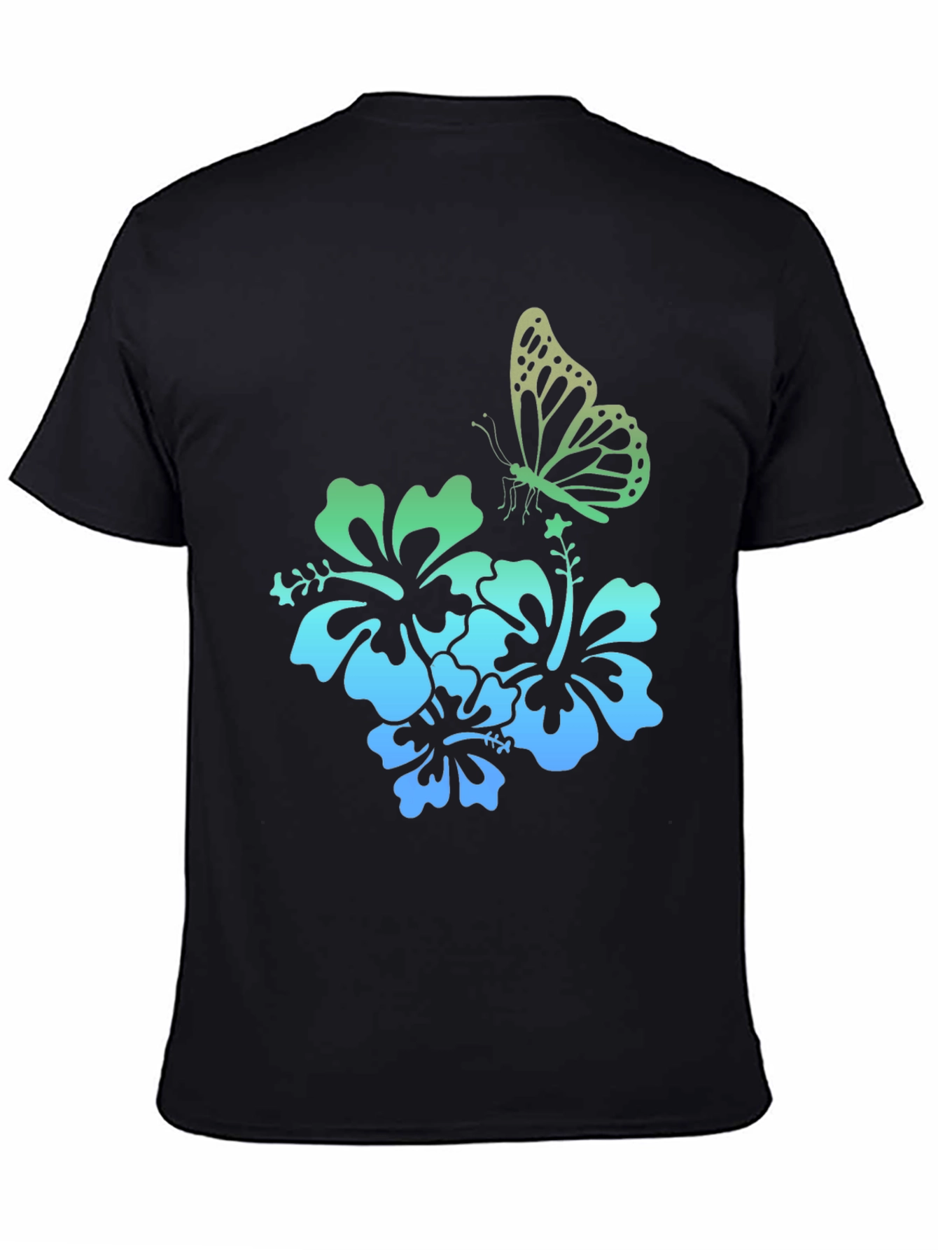 Butterfly & Hibiscus Graphic Tee - Tropical Style