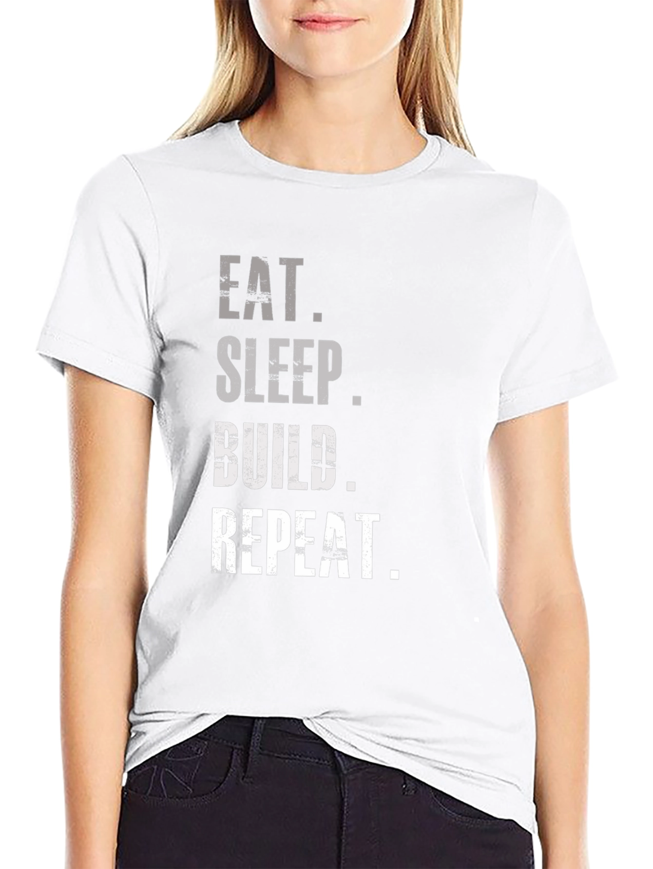 Eat Sleep Build Repeat Graphic Tee - Black