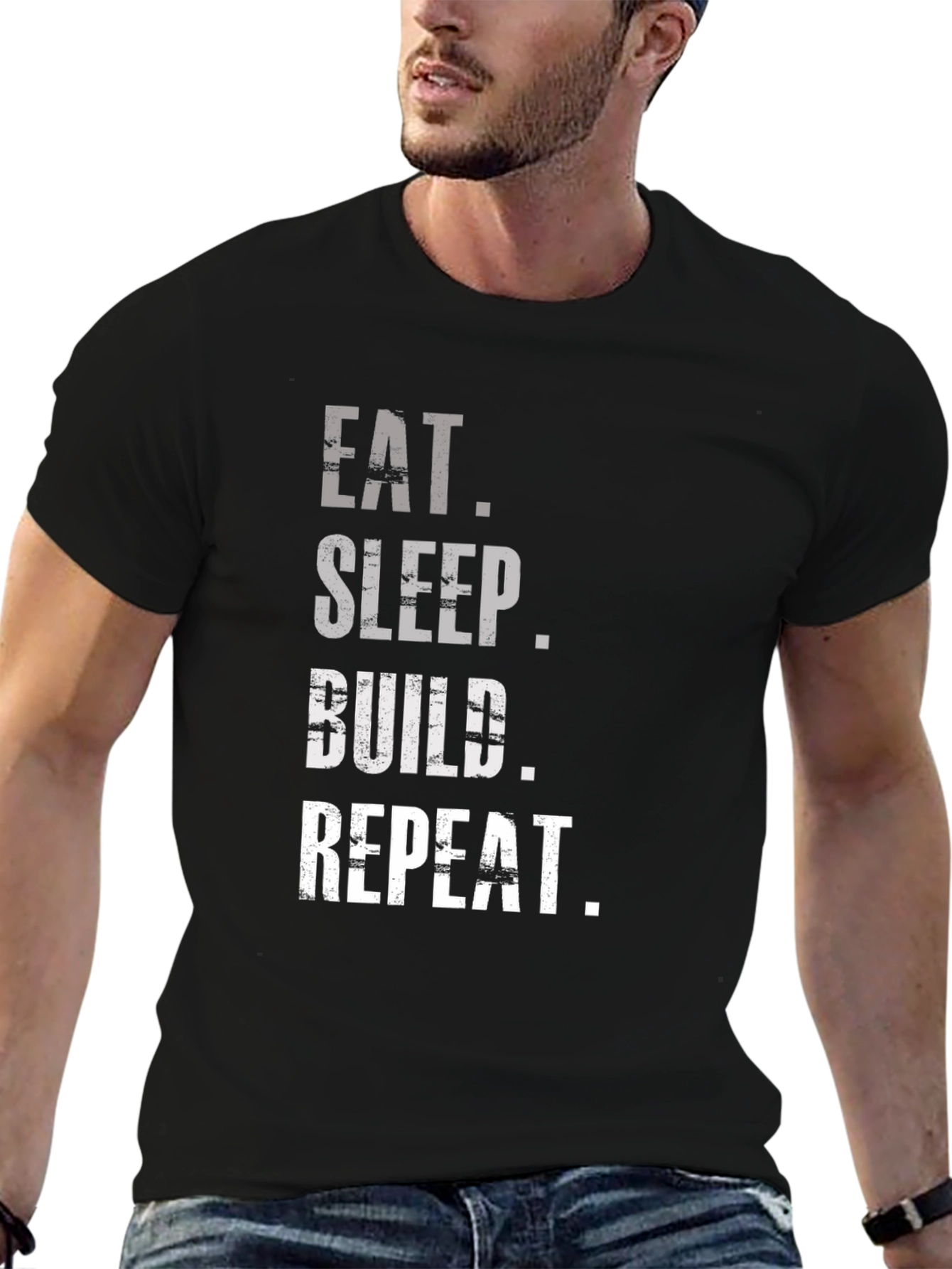 Eat Sleep Build Repeat Graphic Tee - Black