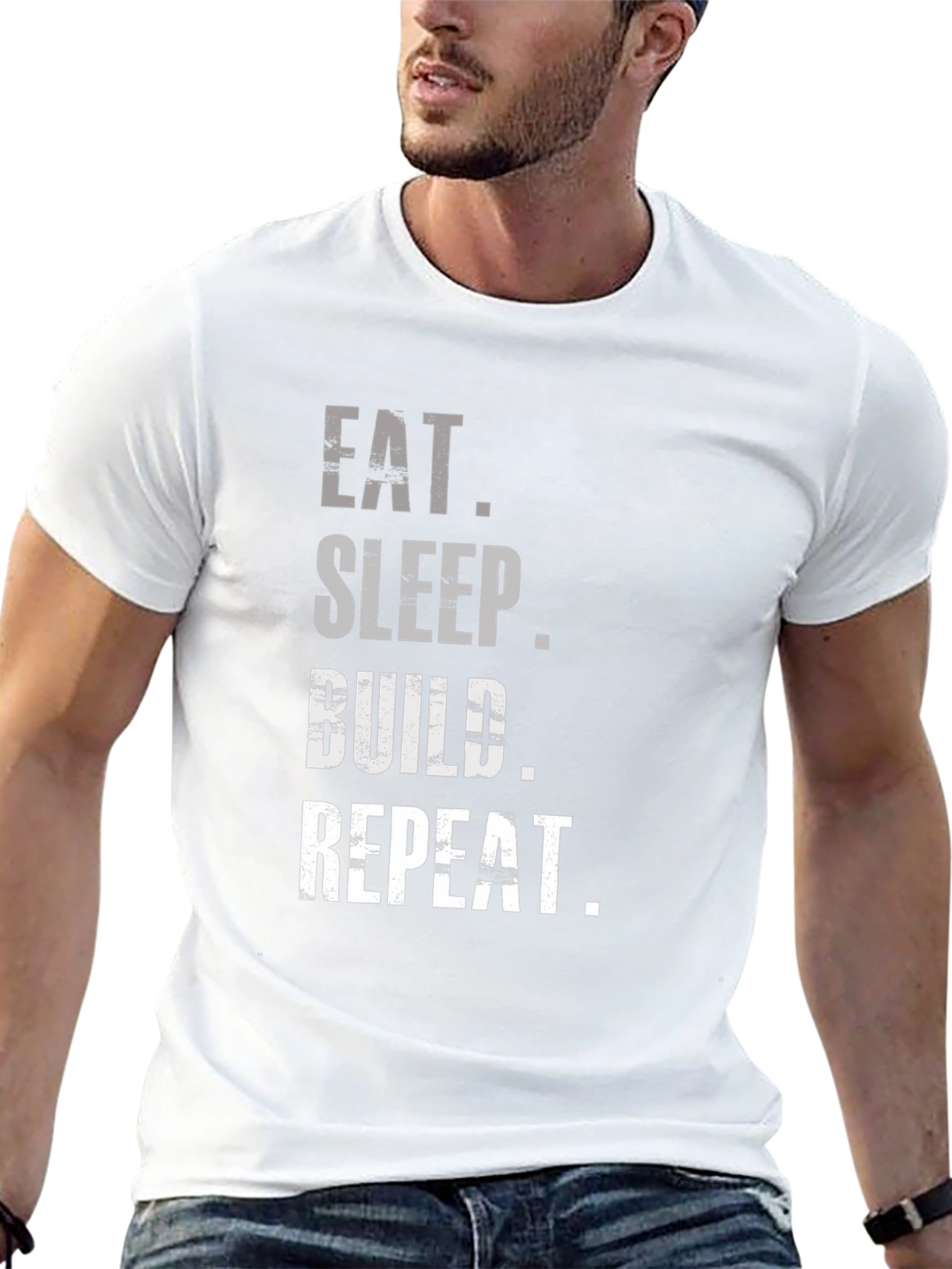 Eat Sleep Build Repeat Graphic Tee - Black