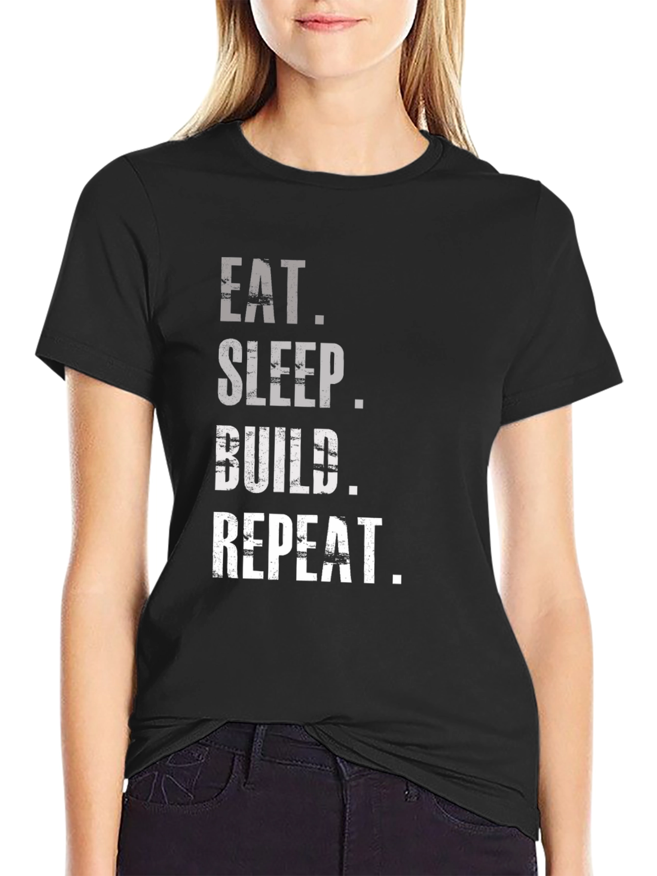 Eat Sleep Build Repeat Graphic Tee - Black