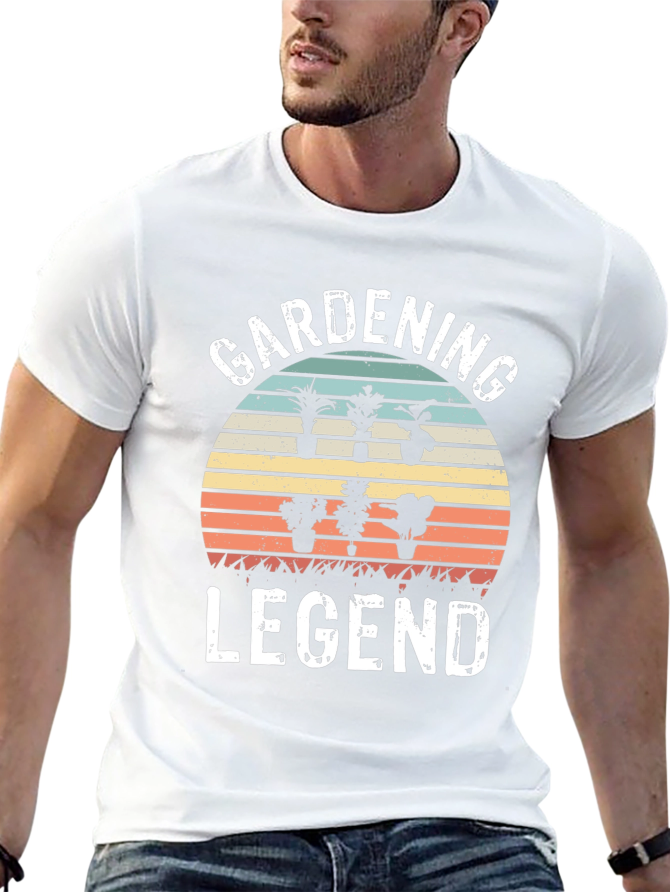 Gardening Legend T-Shirt - Retro Sunset Design
