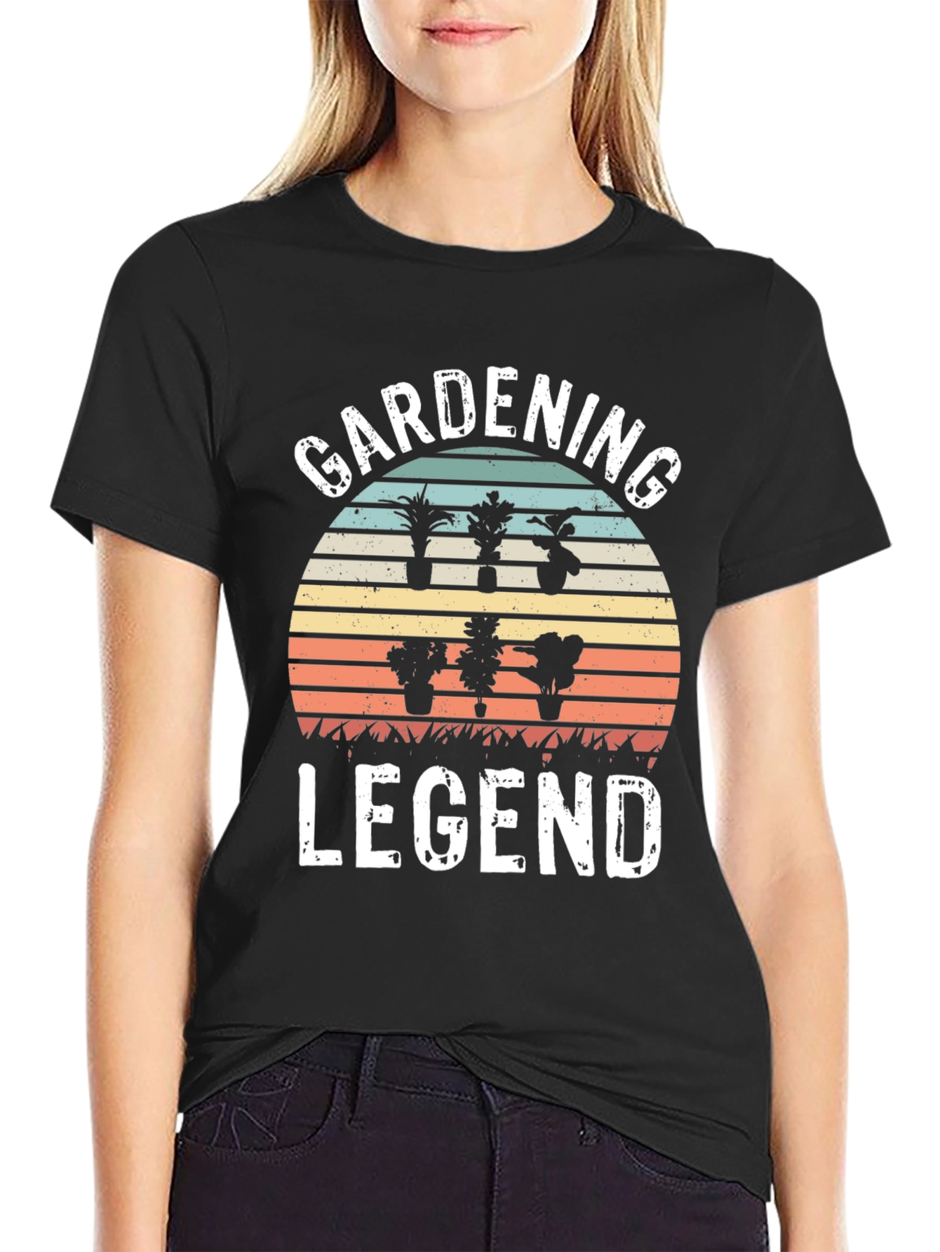 Gardening Legend T-Shirt - Retro Sunset Design