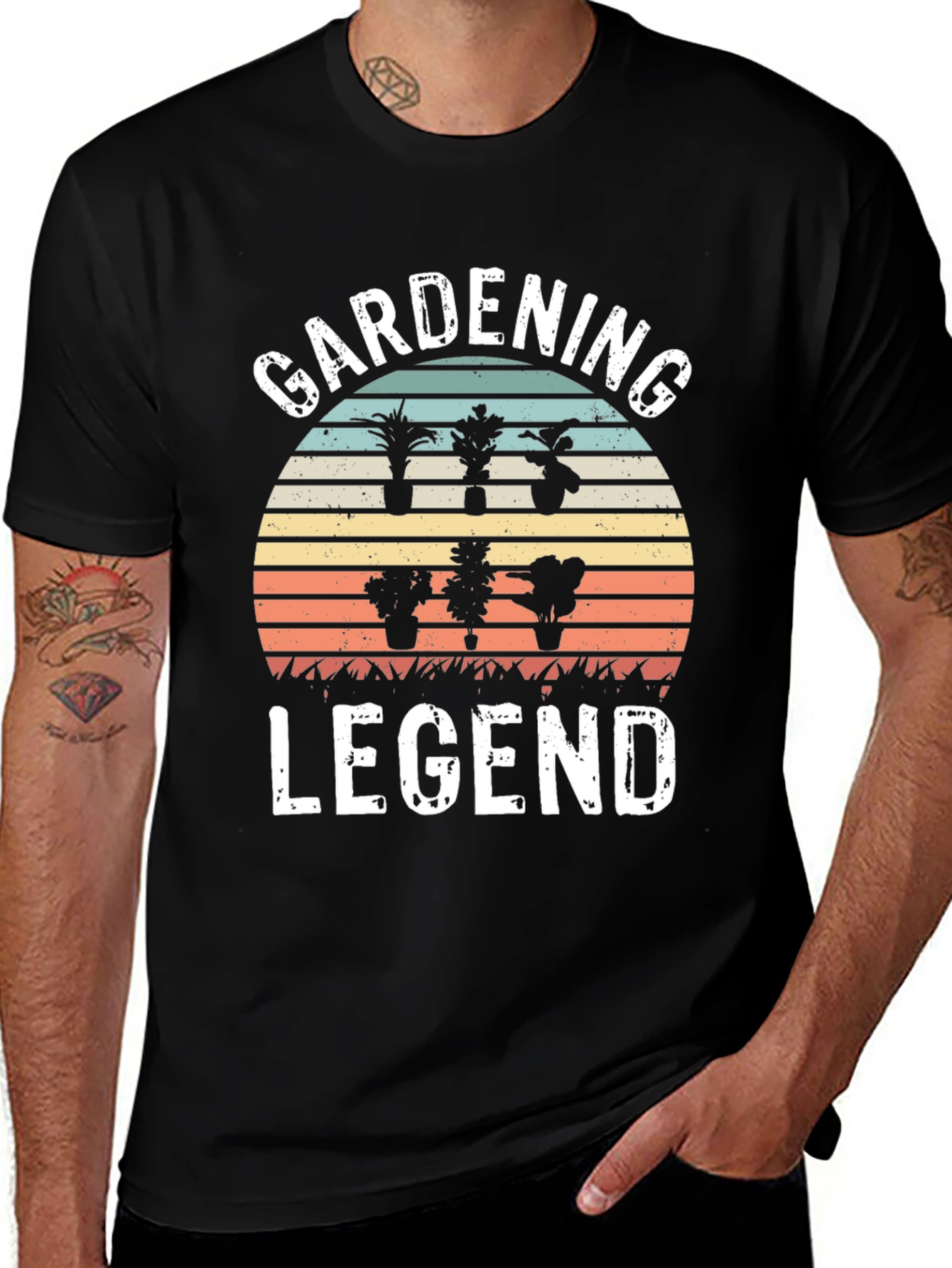 Gardening Legend T-Shirt - Retro Sunset Design