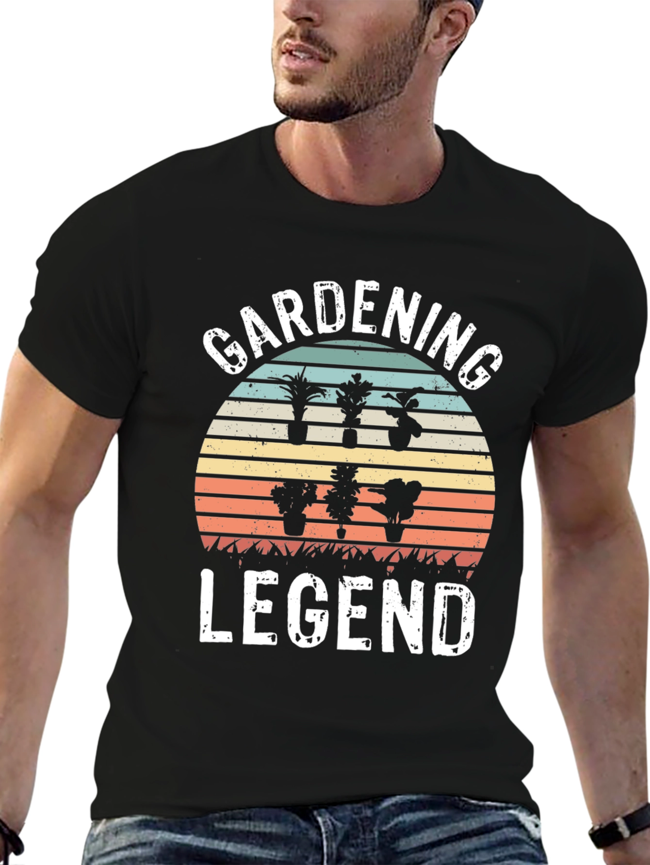 Gardening Legend T-Shirt - Retro Sunset Design