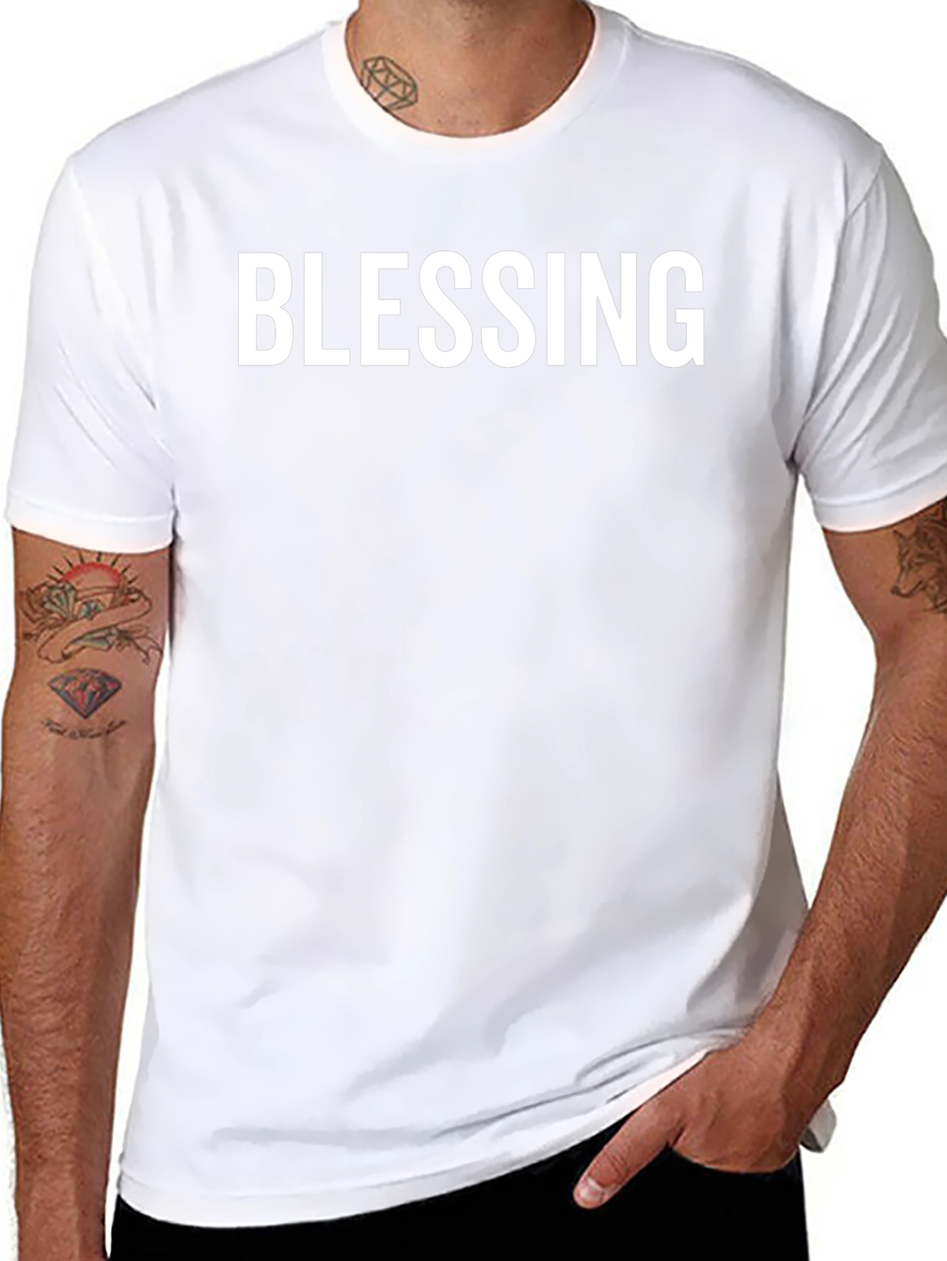 Blessing Graphic Tee - Solid Black Crew Neck T-Shirt