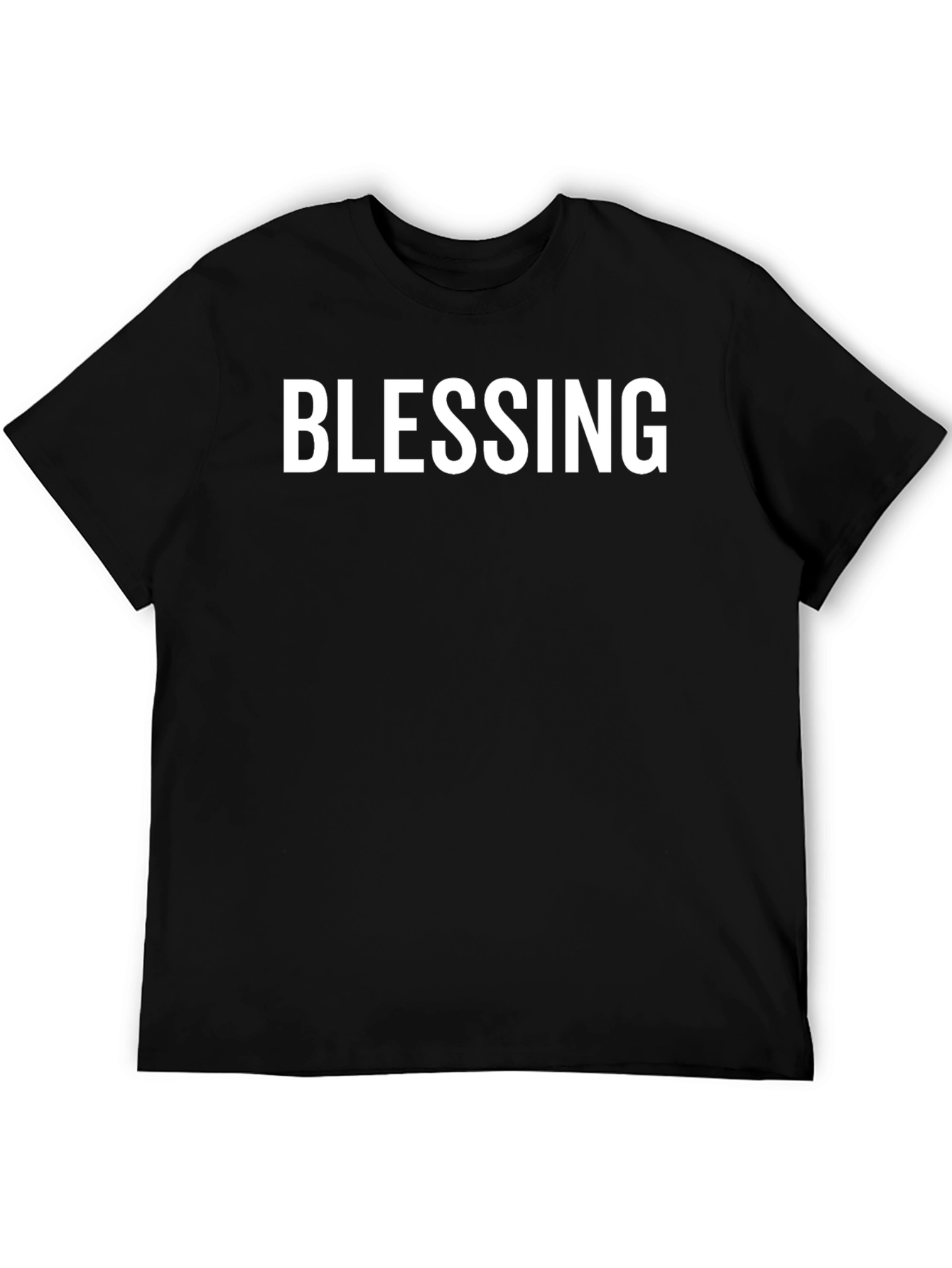 Blessing Graphic Tee - Solid Black Crew Neck T-Shirt