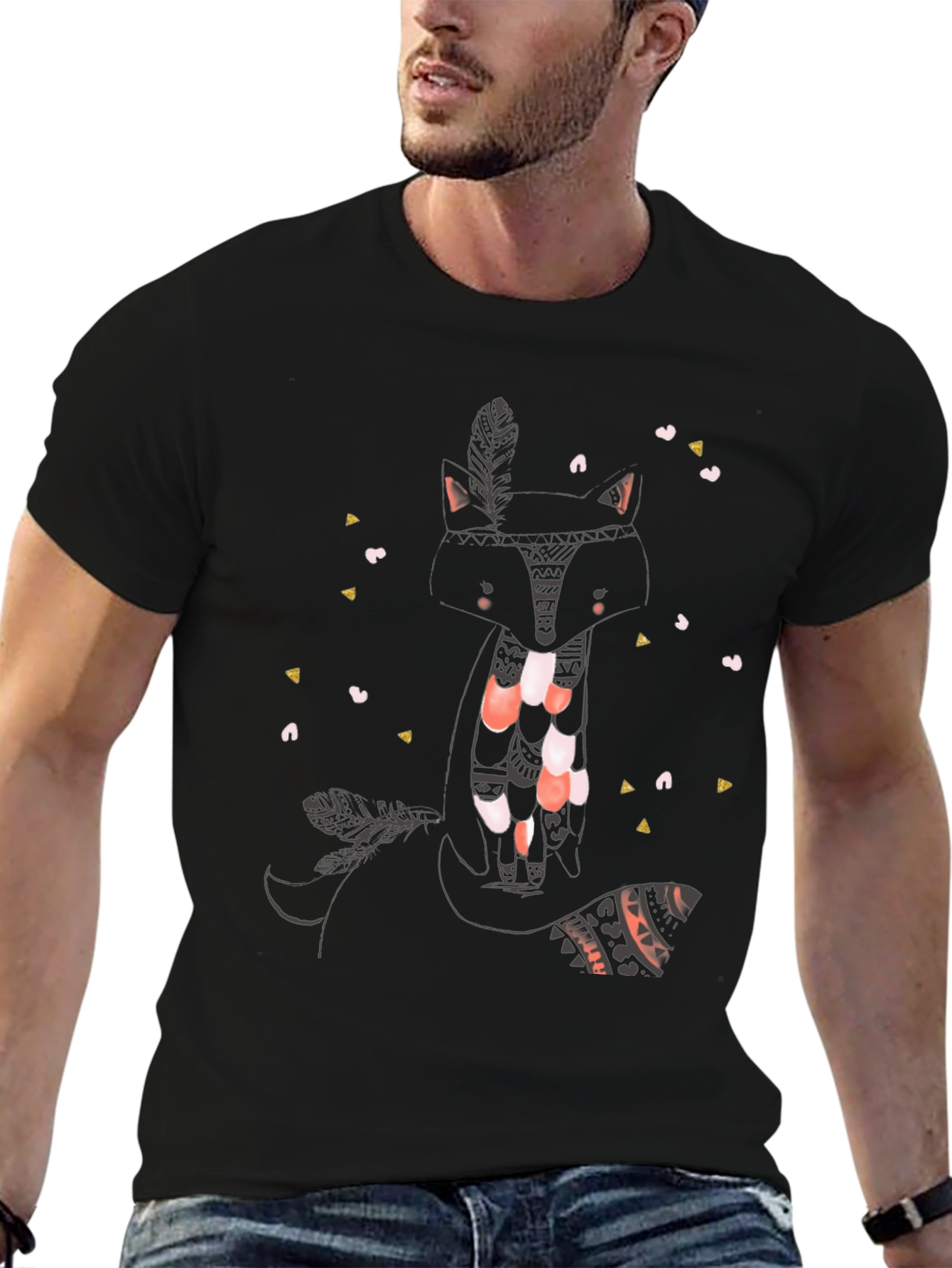 Tribal Fox Graphic Tee - Cool Animal Print Shirt