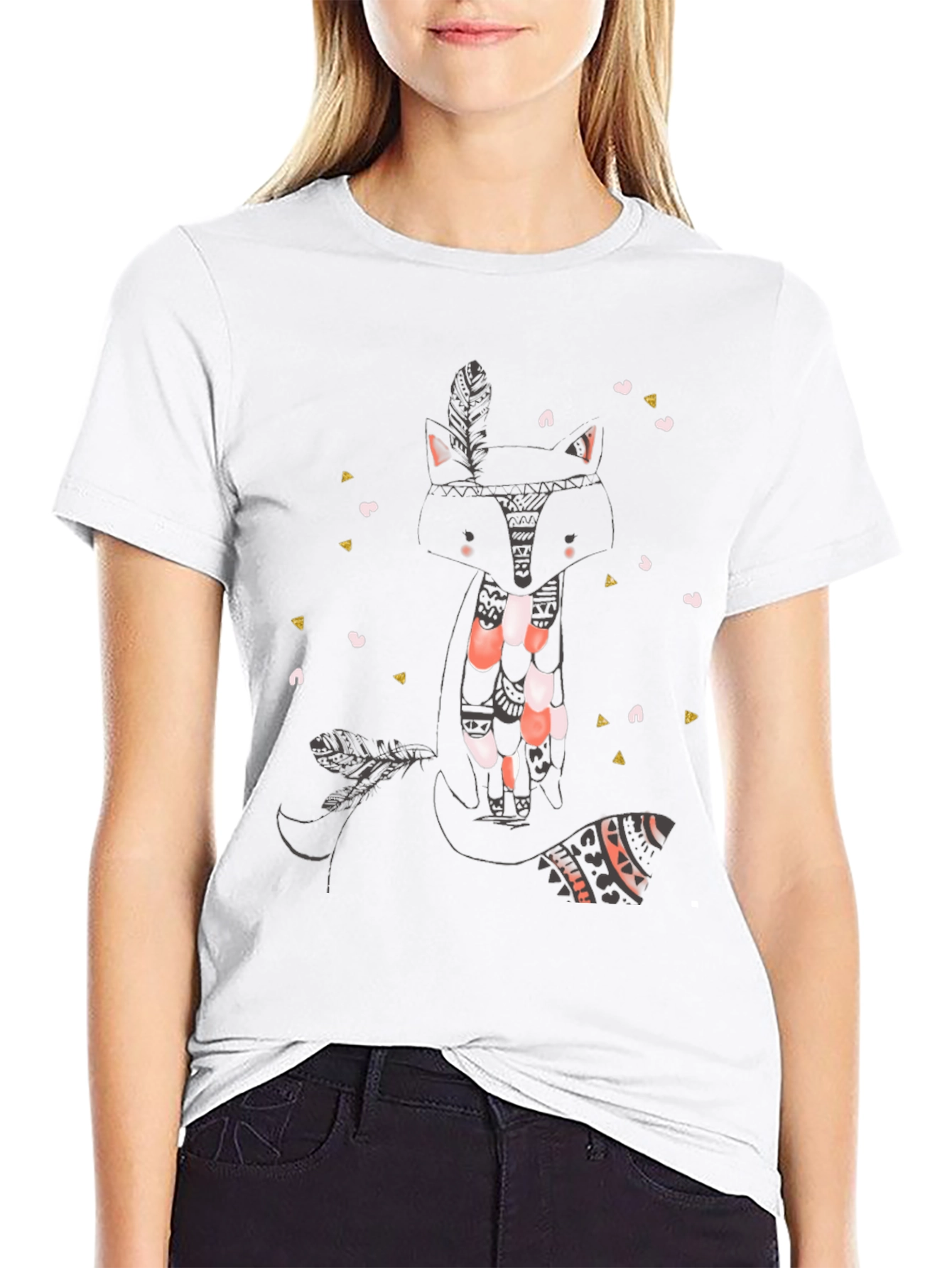 Tribal Fox Graphic Tee - Cool Animal Print Shirt
