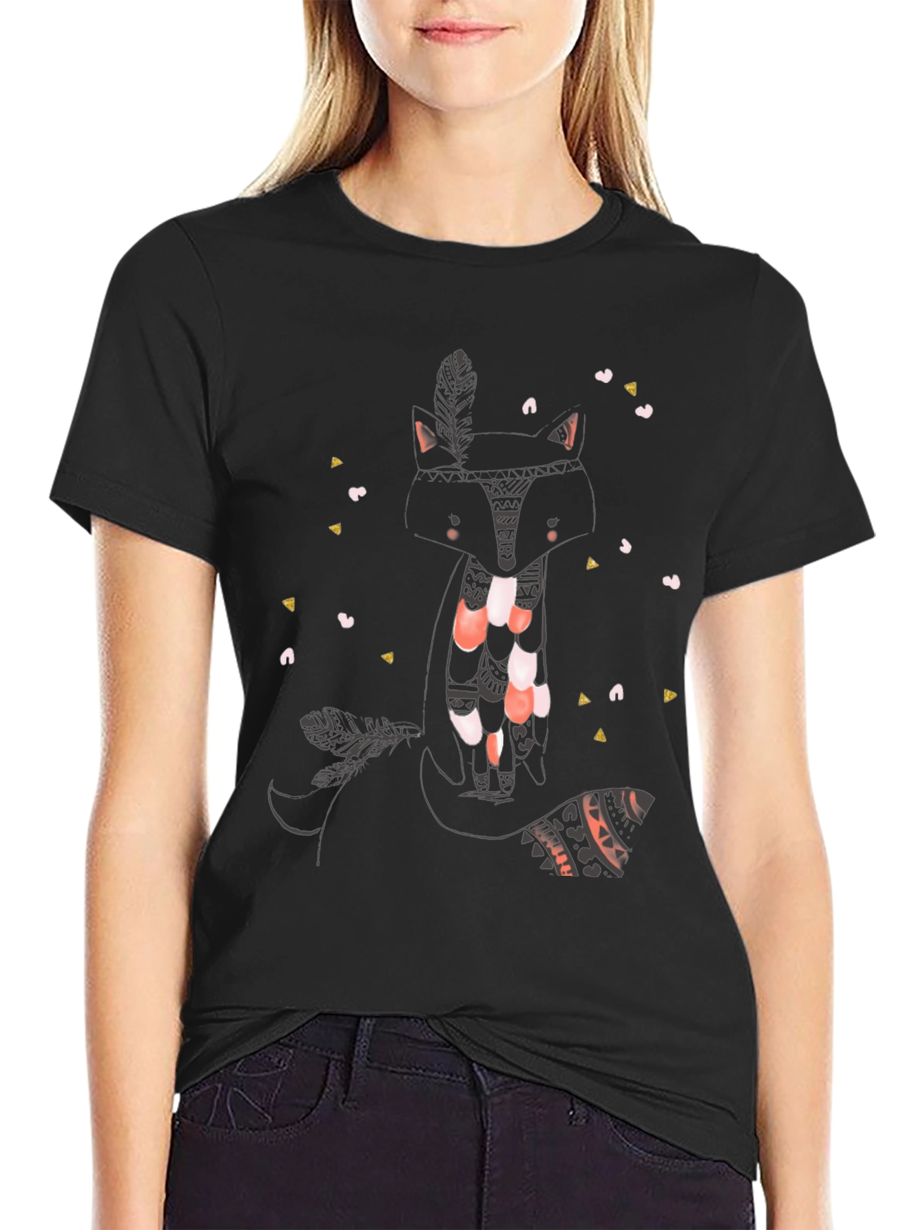 Tribal Fox Graphic Tee - Cool Animal Print Shirt