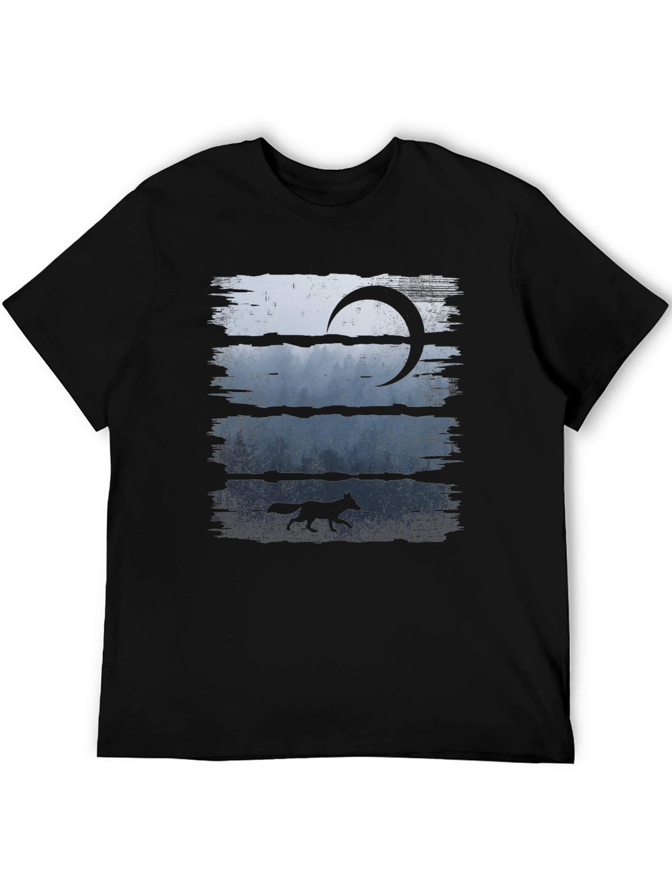 Mens Black Wolf & Moon Graphic Tee