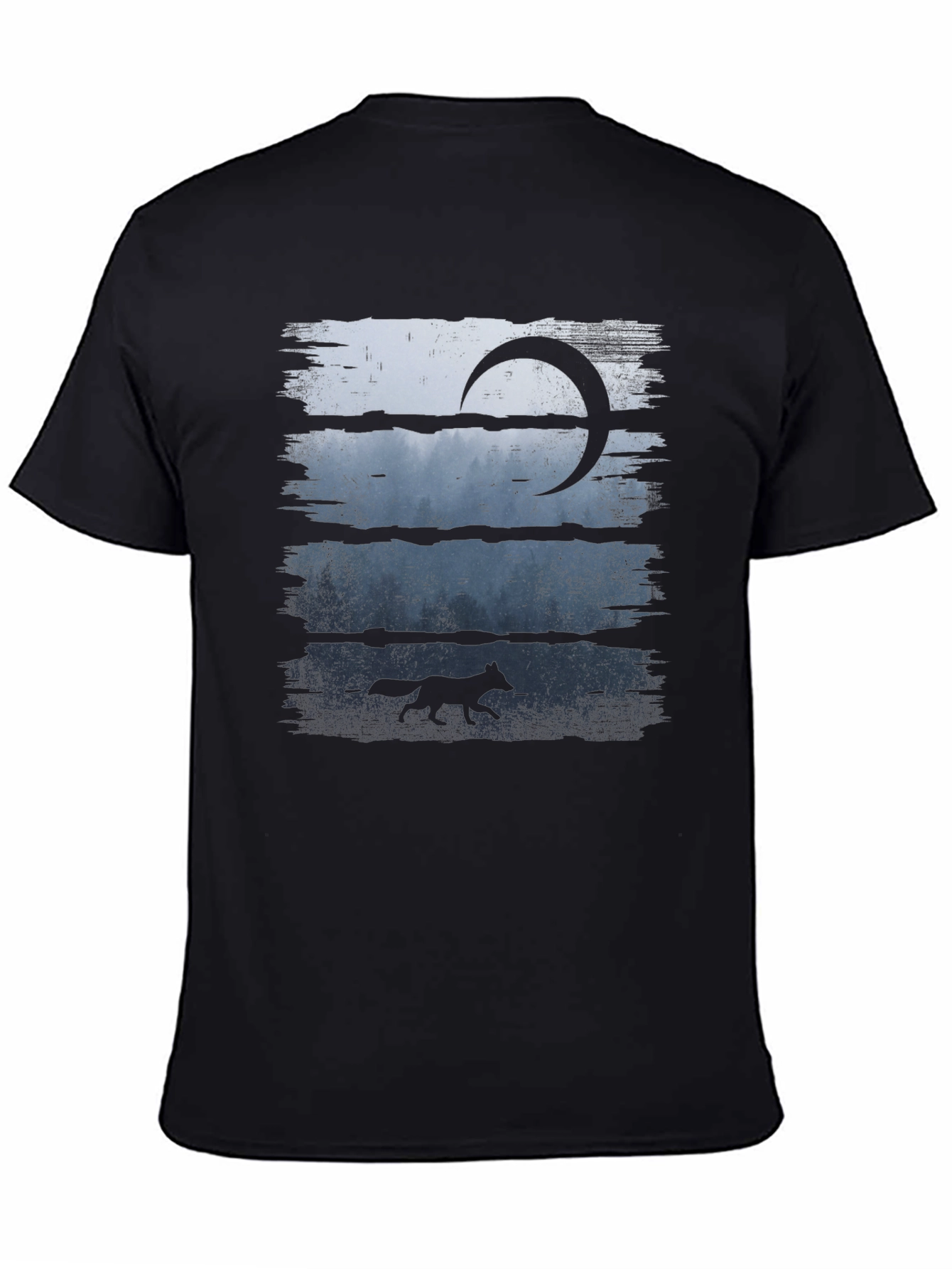 Mens Black Wolf & Moon Graphic Tee