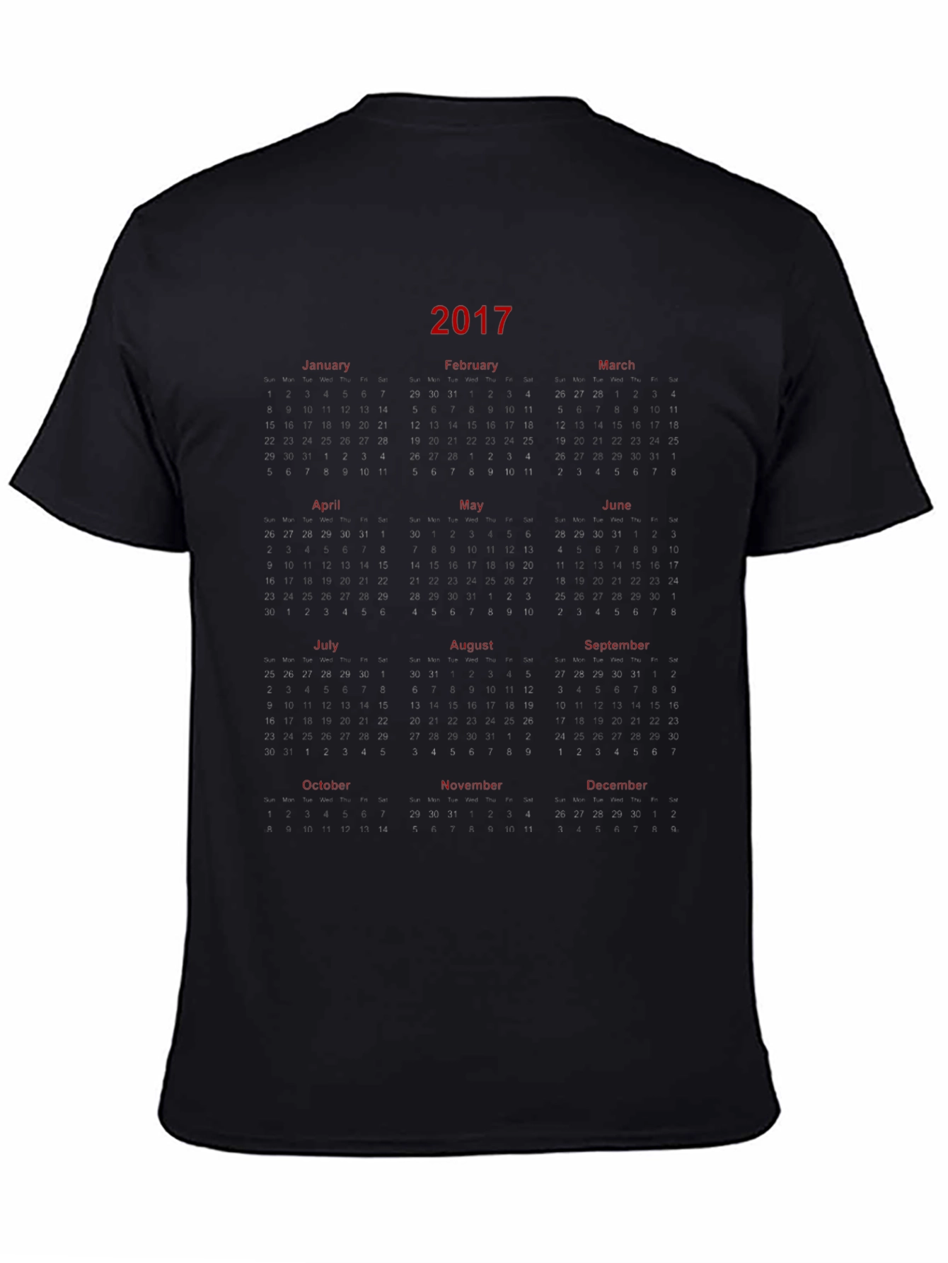2017 Calendar Graphic T-Shirt