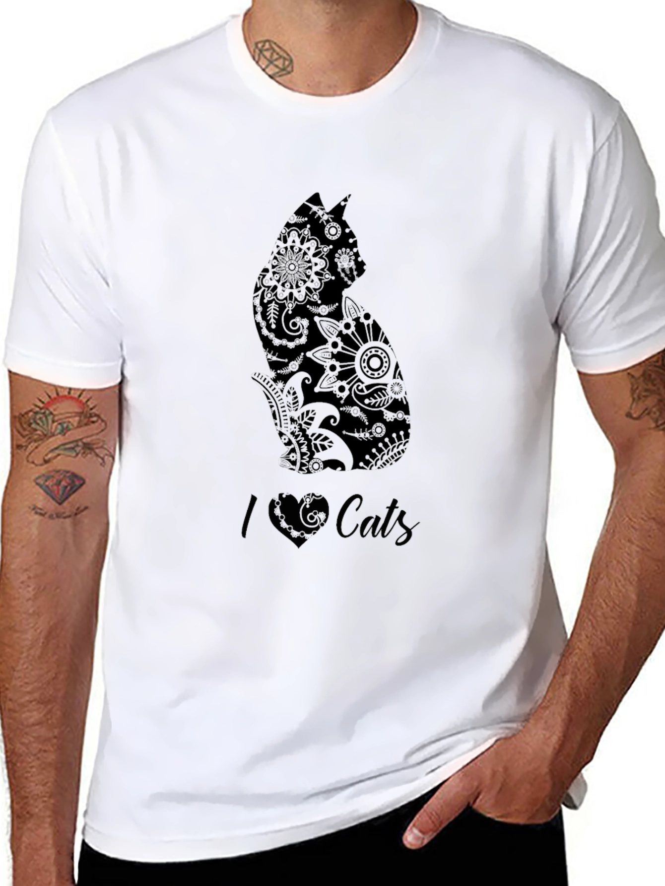 I Heart Cats Black Graphic T-Shirt