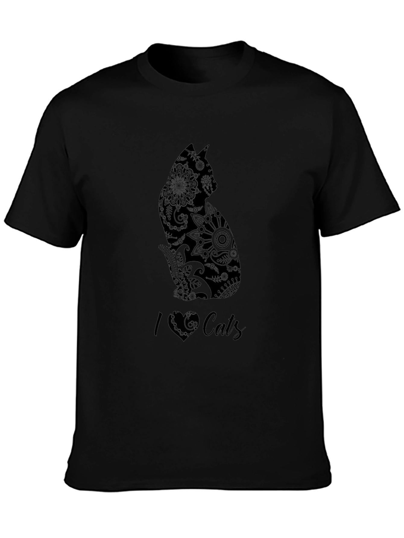 I Heart Cats Black Graphic T-Shirt
