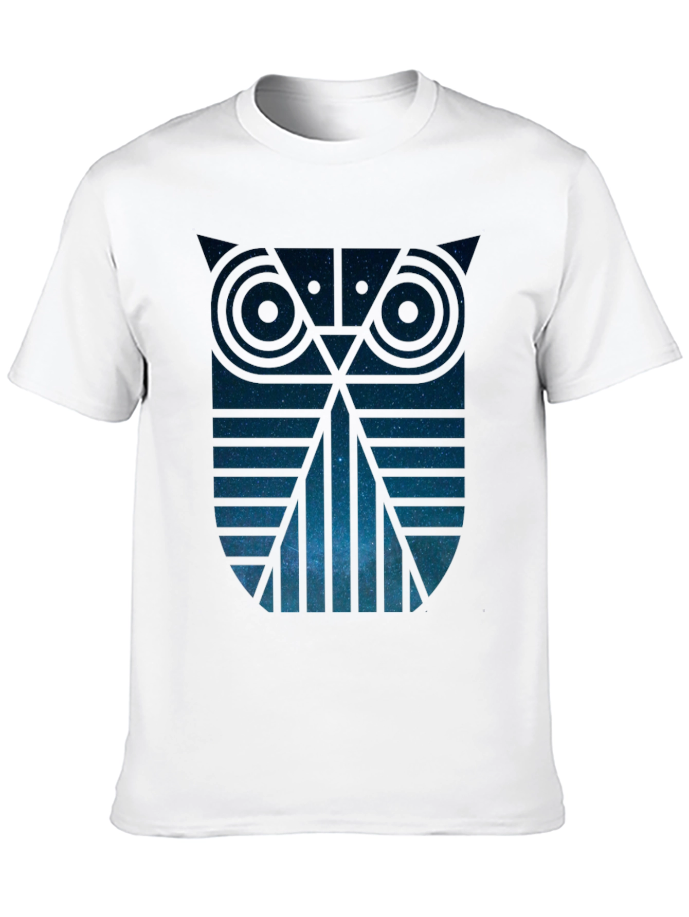 Geometric Owl Galaxy Graphic Tee - Mens Black T-Shirt