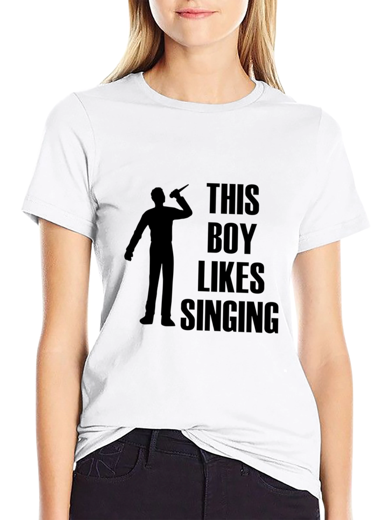 This Boy Likes Singing Black T-Shirt