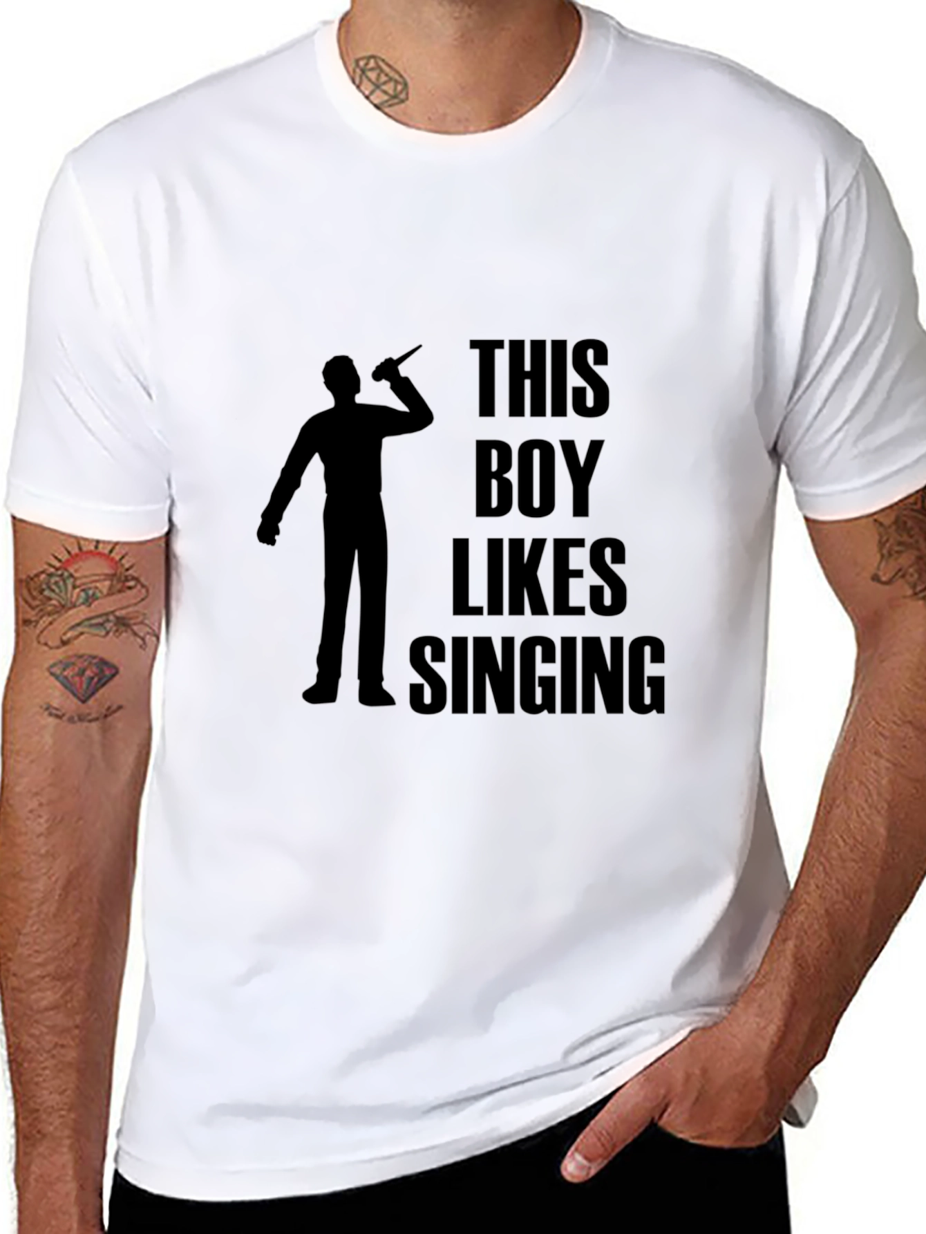 This Boy Likes Singing Black T-Shirt