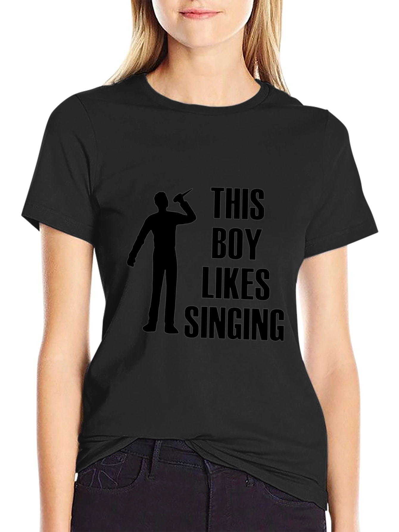 This Boy Likes Singing Black T-Shirt