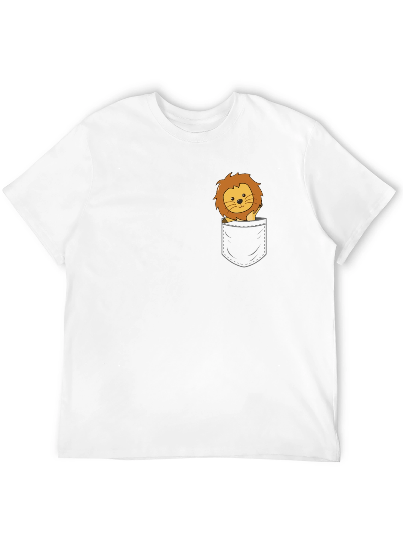 Cute Lion Pocket T-Shirt - Black