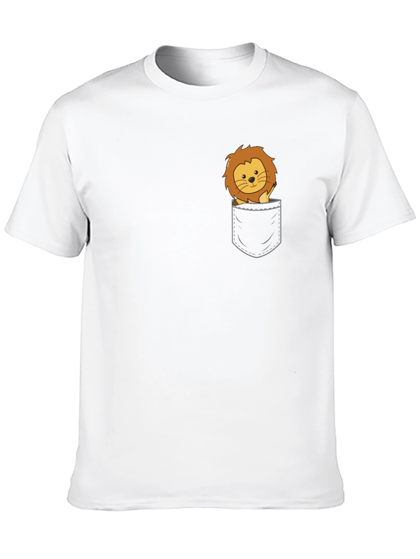 Cute Lion Pocket T-Shirt - Black