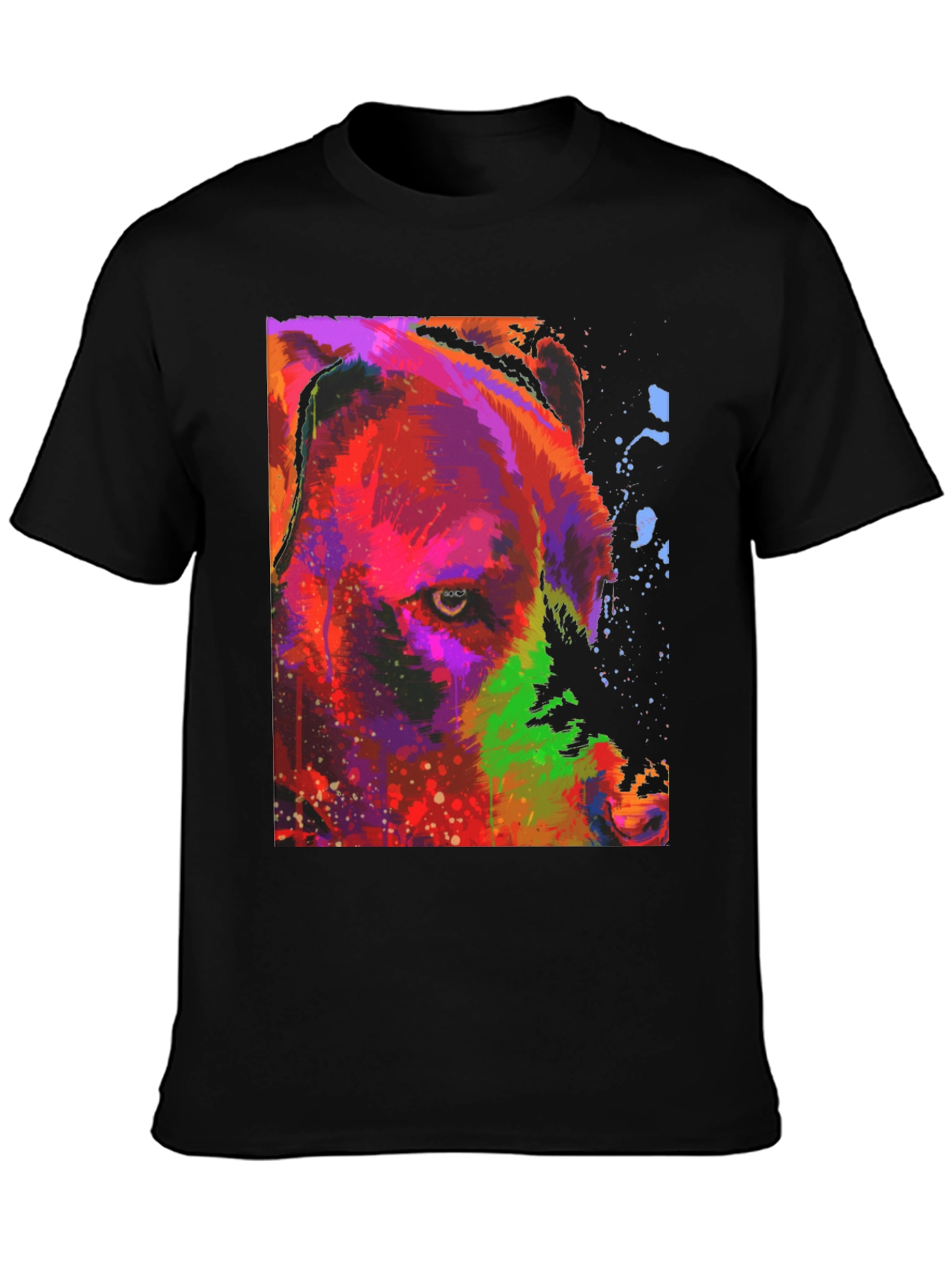 Abstract Bear Graphic Black T-Shirt