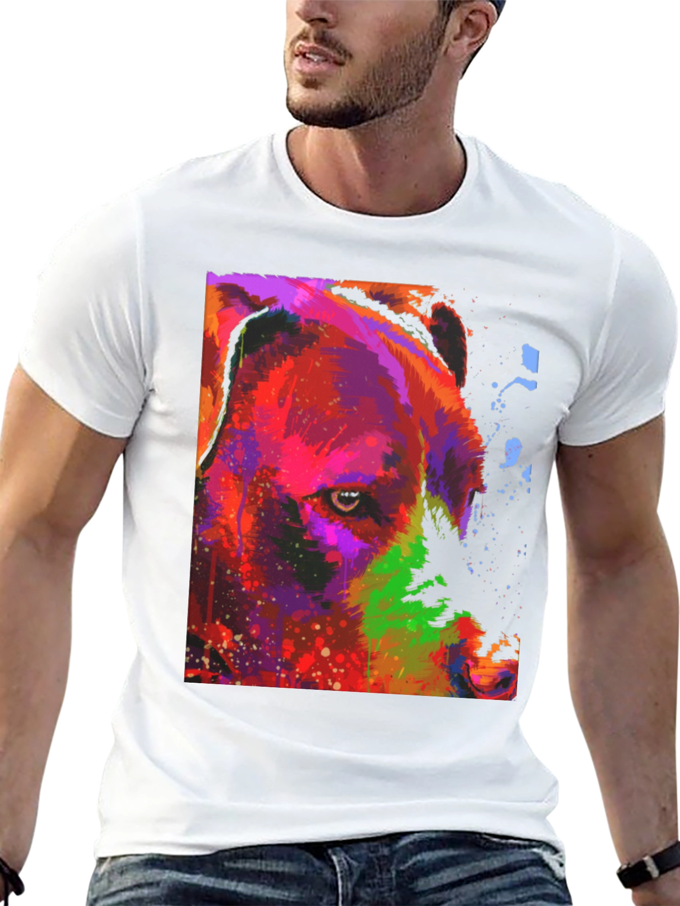Abstract Bear Graphic Black T-Shirt