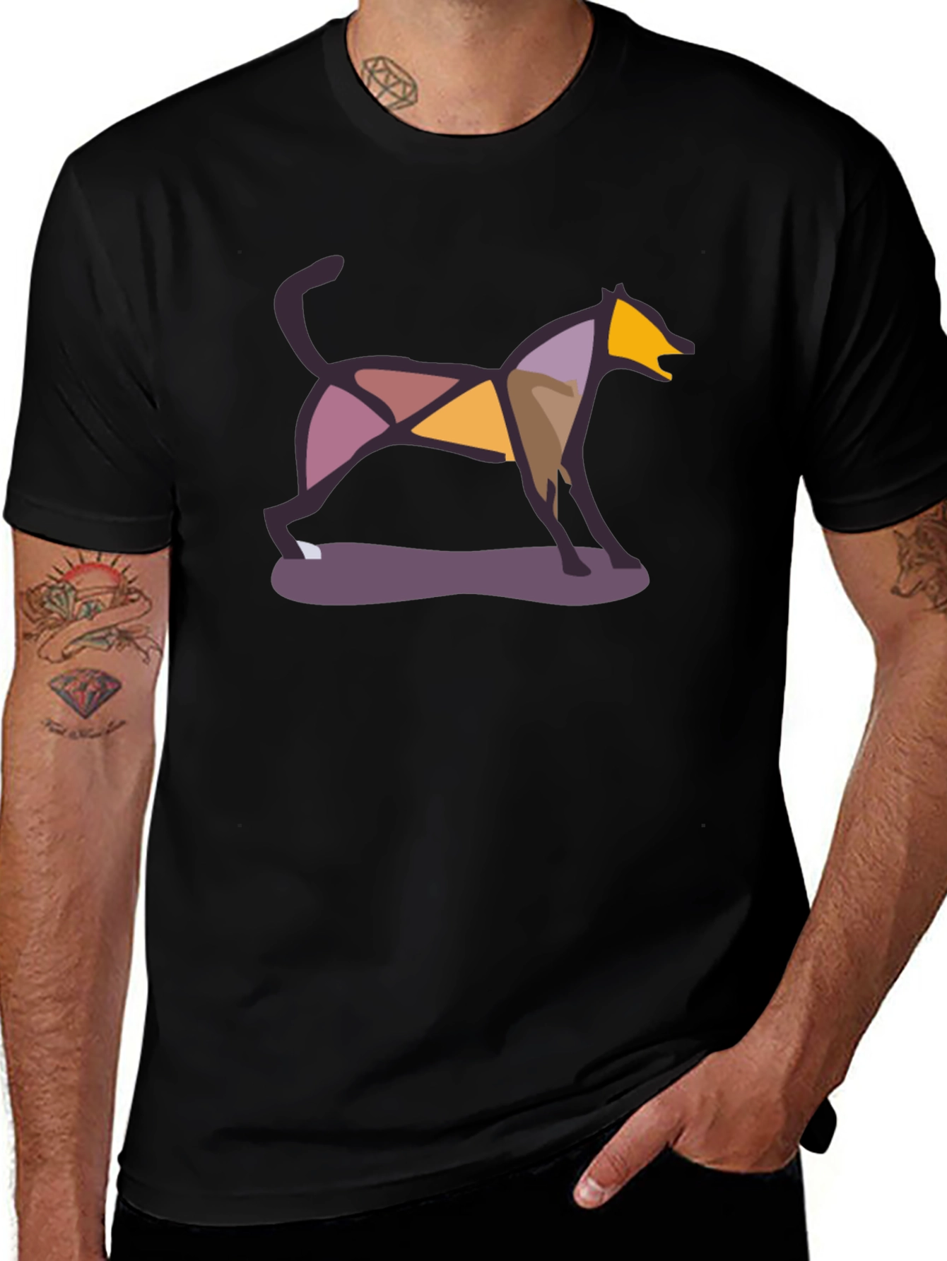 Abstract Geometric Dog T-Shirt – Artistic Dog Lover Graphic Tee Gift