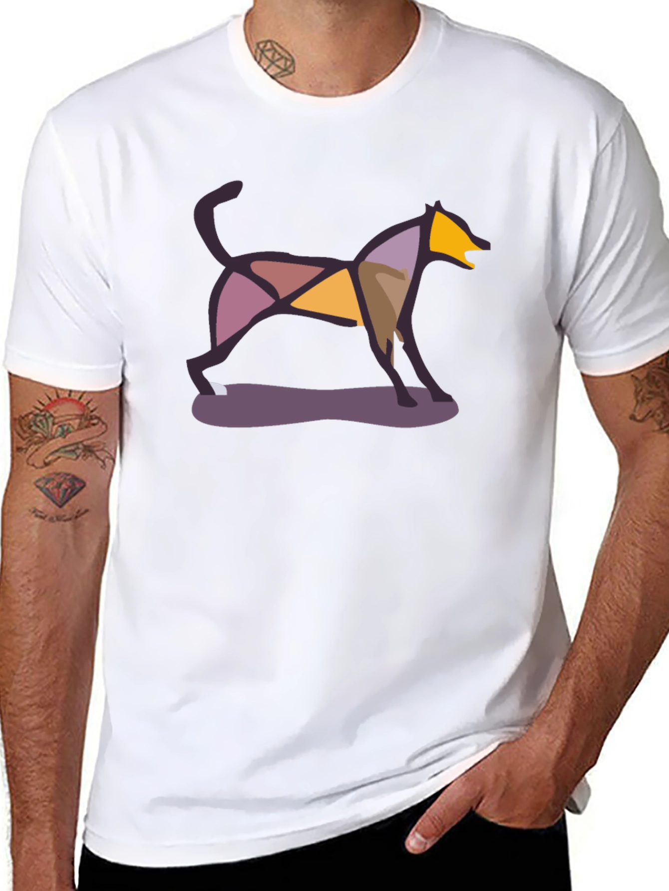 Abstract Geometric Dog T-Shirt – Artistic Dog Lover Graphic Tee Gift