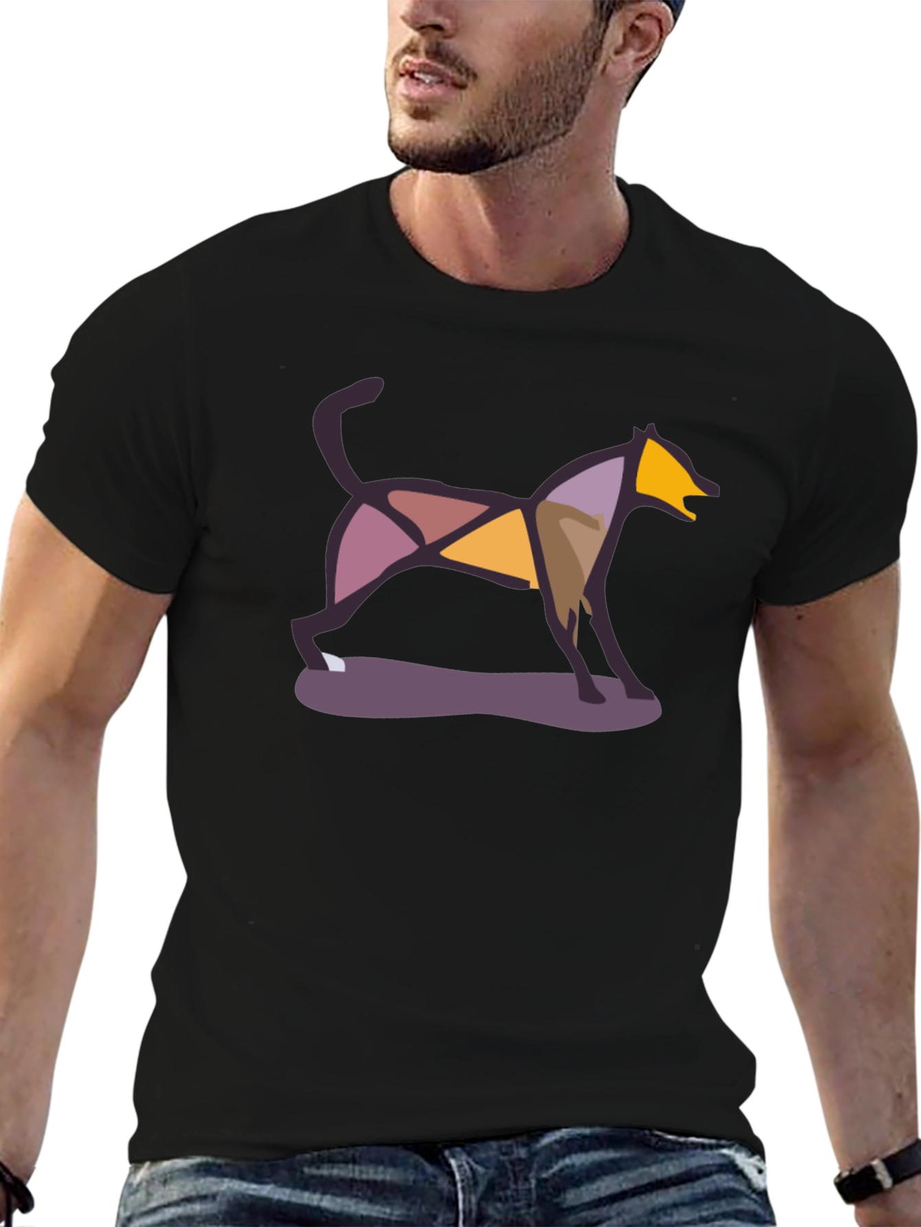 Abstract Geometric Dog T-Shirt – Artistic Dog Lover Graphic Tee Gift
