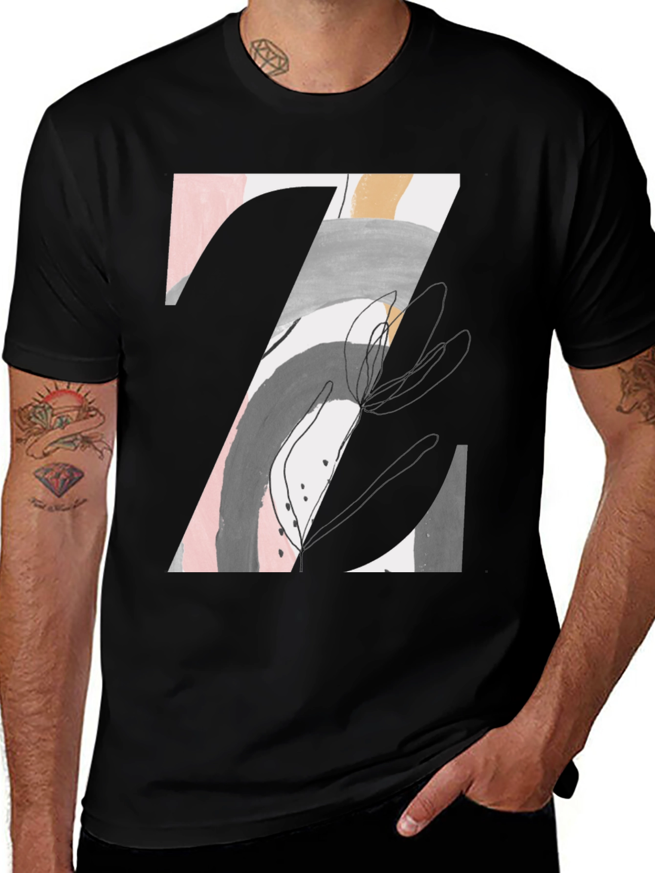 Abstract Art Graphic Tee - Mens Black T-Shirt