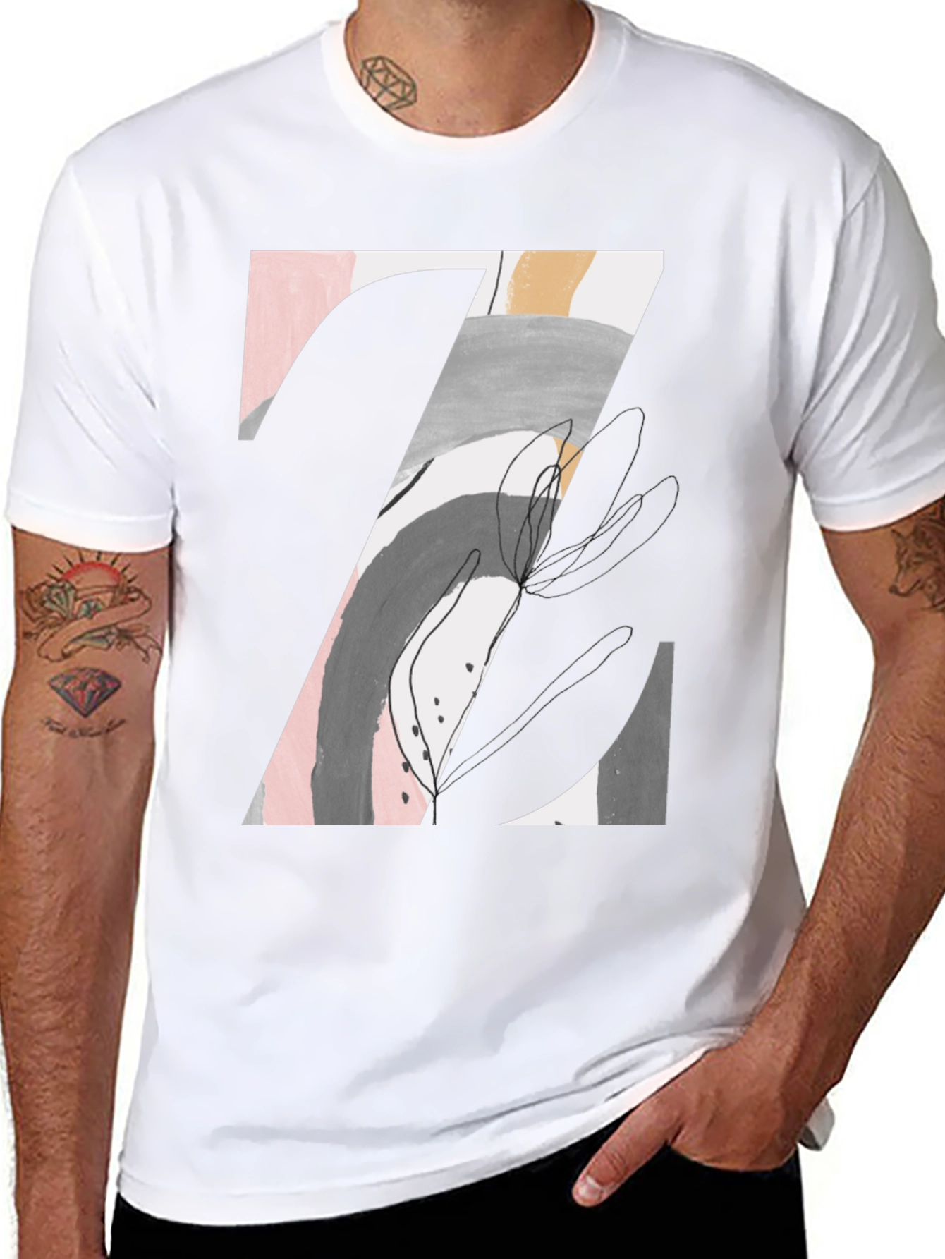 Abstract Art Graphic Tee - Mens Black T-Shirt