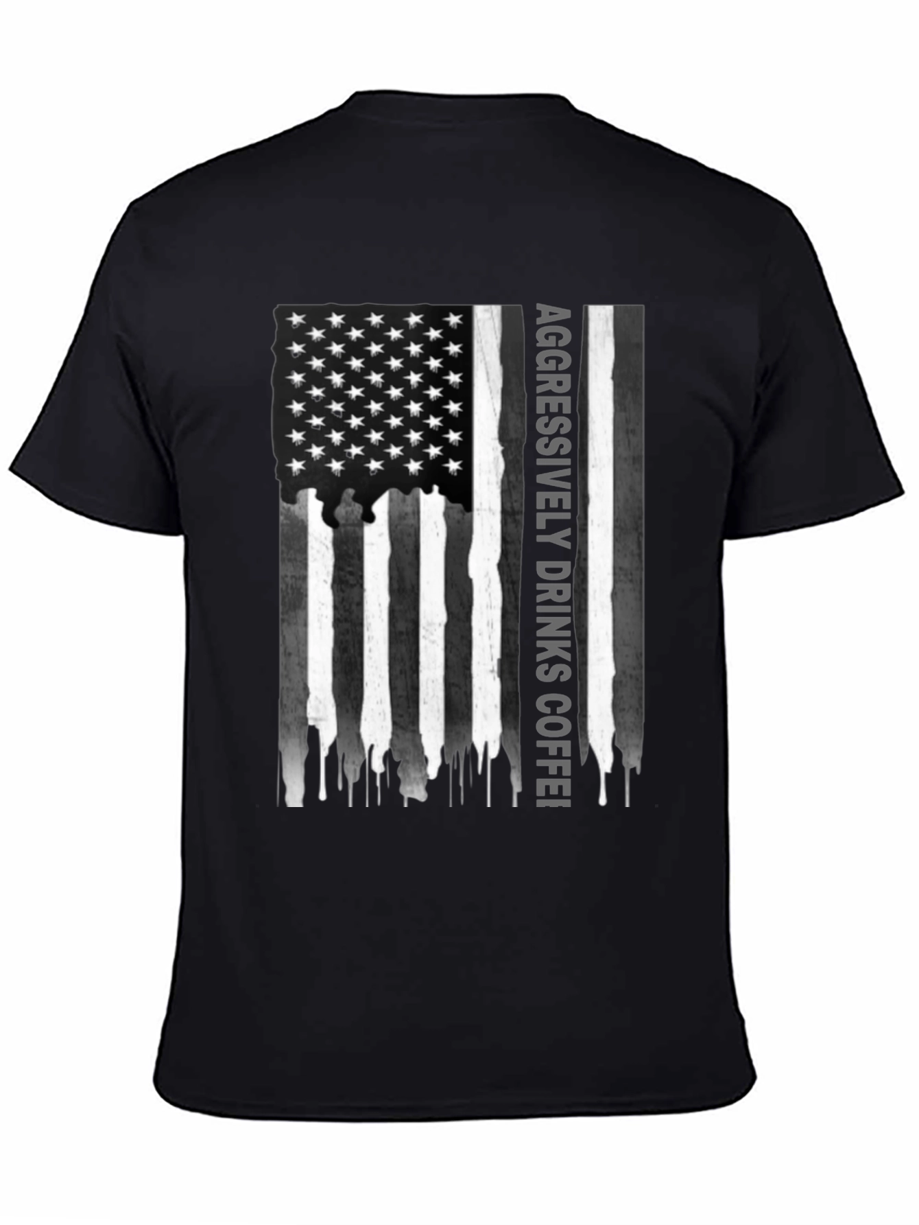 Aggressively Drinks Coffee Flag Graphic Tee