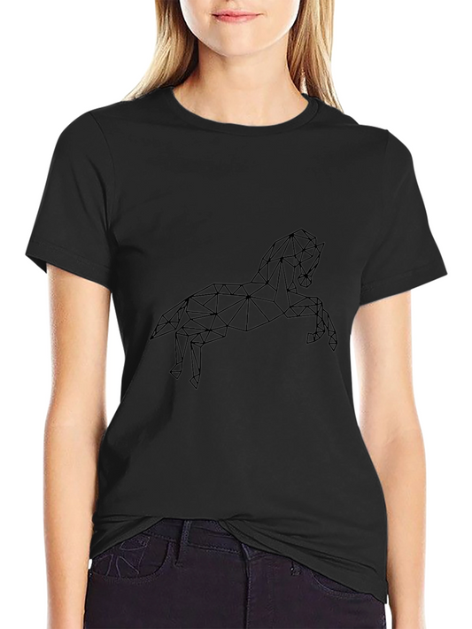 Geometric Horse Graphic Tee - Stylish Black T-Shirt