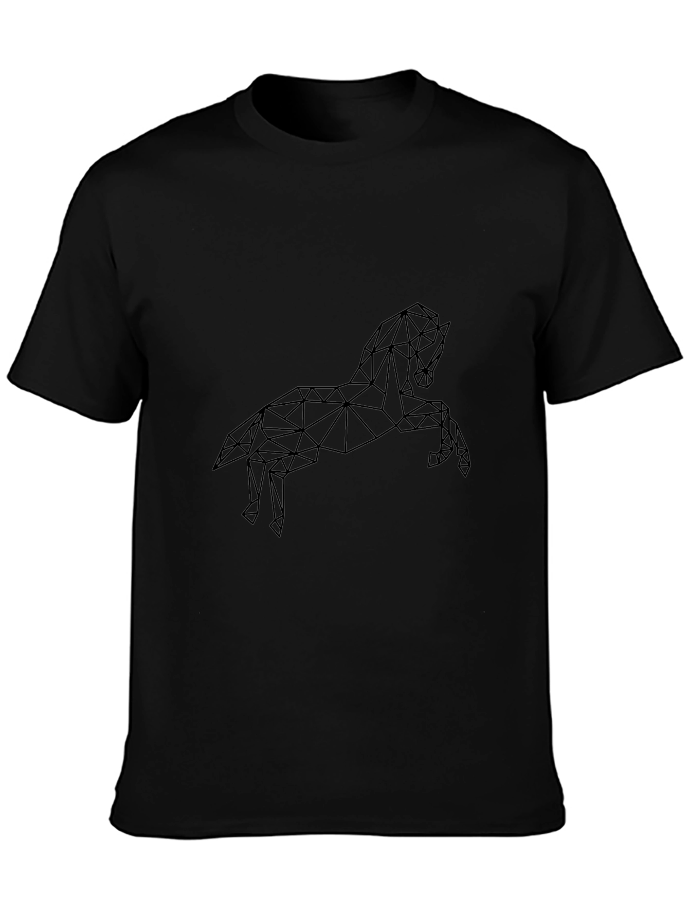 Geometric Horse Graphic Tee - Stylish Black T-Shirt