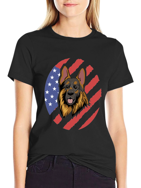 German Shepherd USA Flag T-Shirt